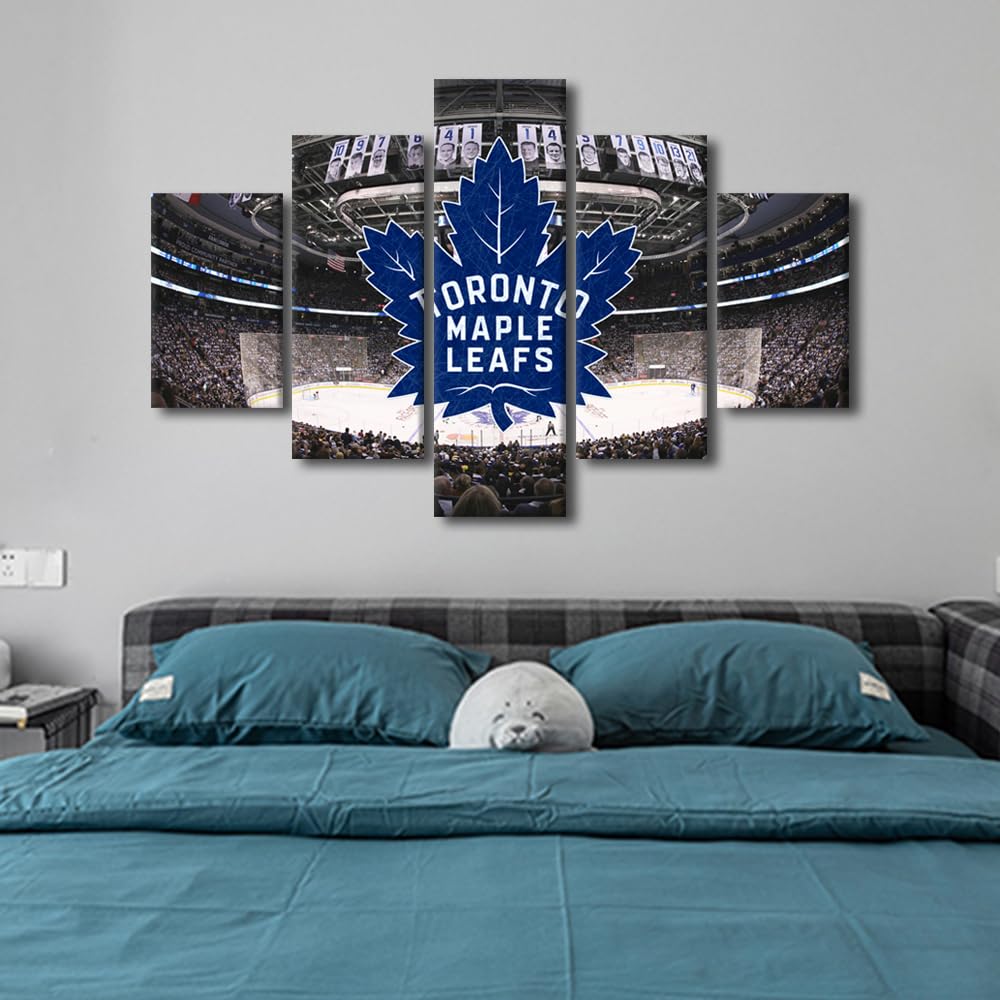 Toronto Maple Leafs Hockey Team Logo Wall Art - 5 Piece Canvas Painting Set (60