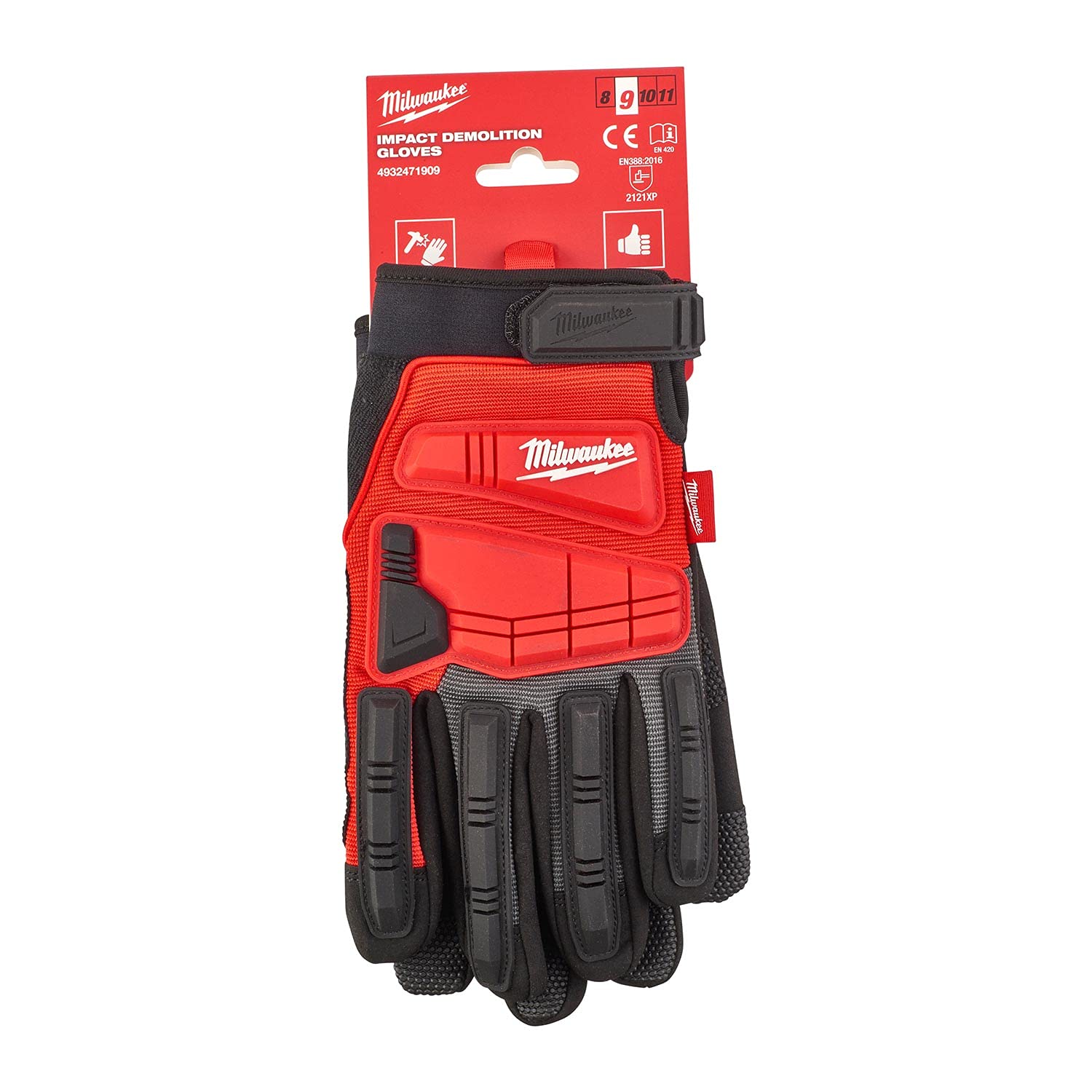 Milwaukee Shock-Resistant Work Gloves Size 8 (M) - Durable Safety Gloves for Construction, Woodworking & DIY Projects