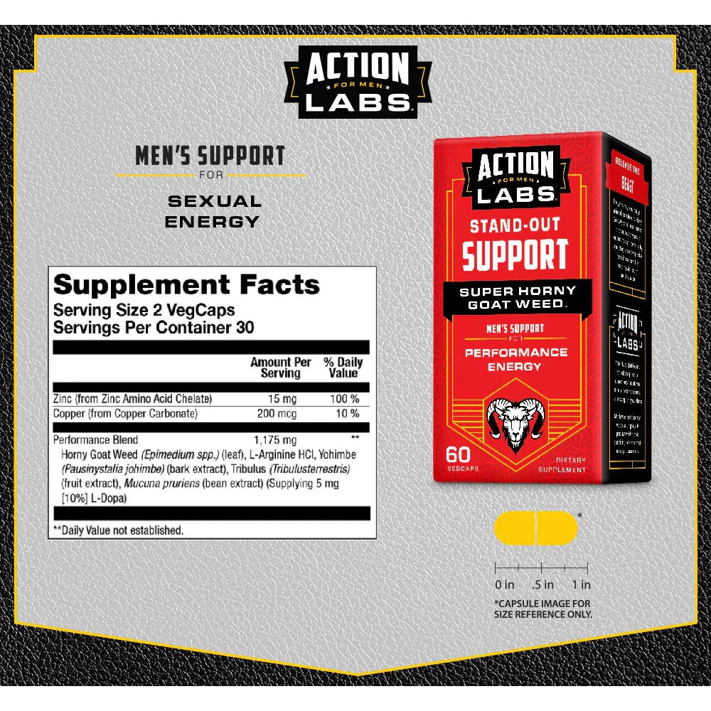 Action Labs Super Horny Goat Weed - Natural Energy & Performance Booster for Men - Supports Stamina, Vitality & Workout Performance - Perfect for Gym, Sports & Daily Energy
