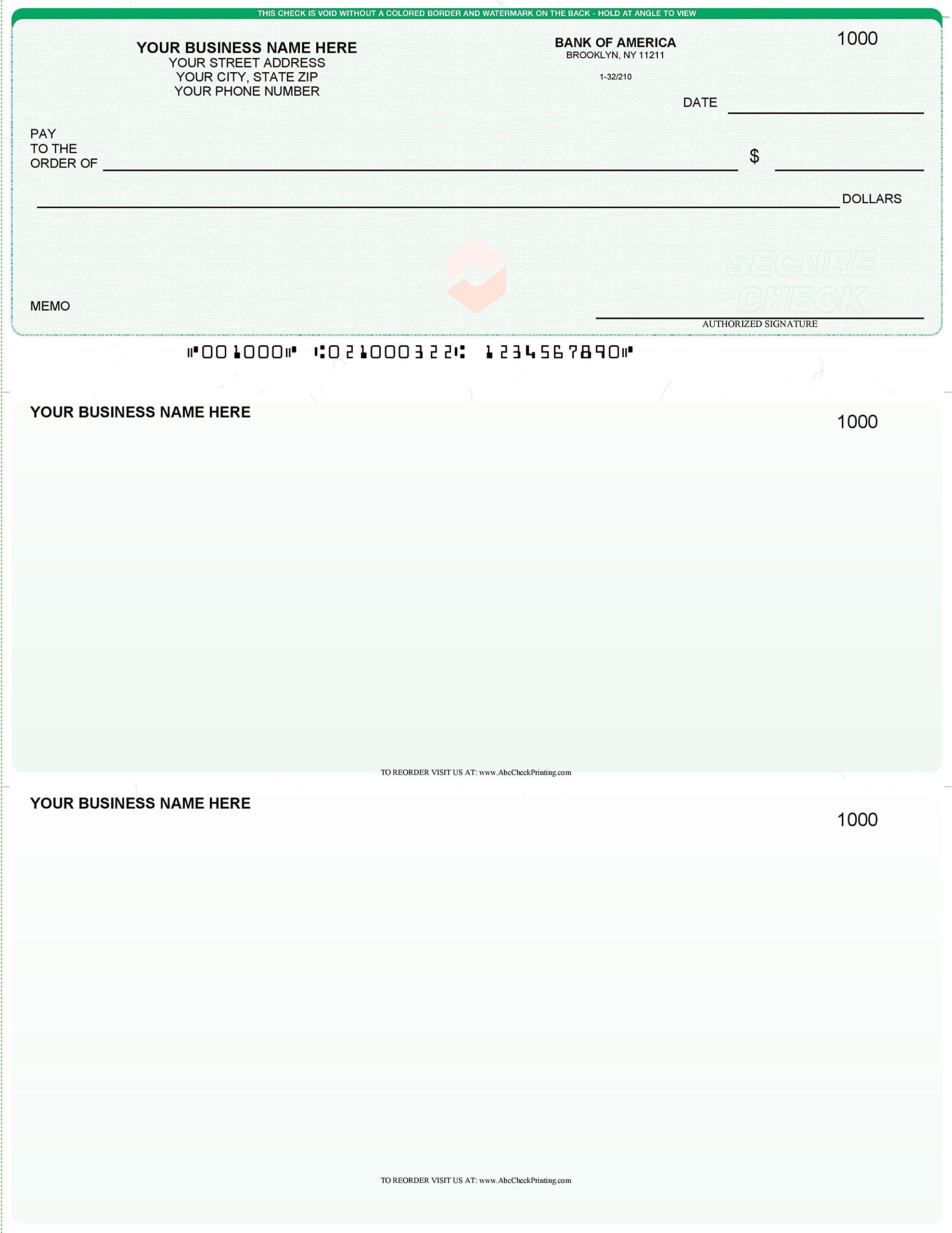 ABC Computer Checks Compatible with QuickBooks - Top Check Printing, Green (250 Sheets) for Small Business Accounting & Office Use