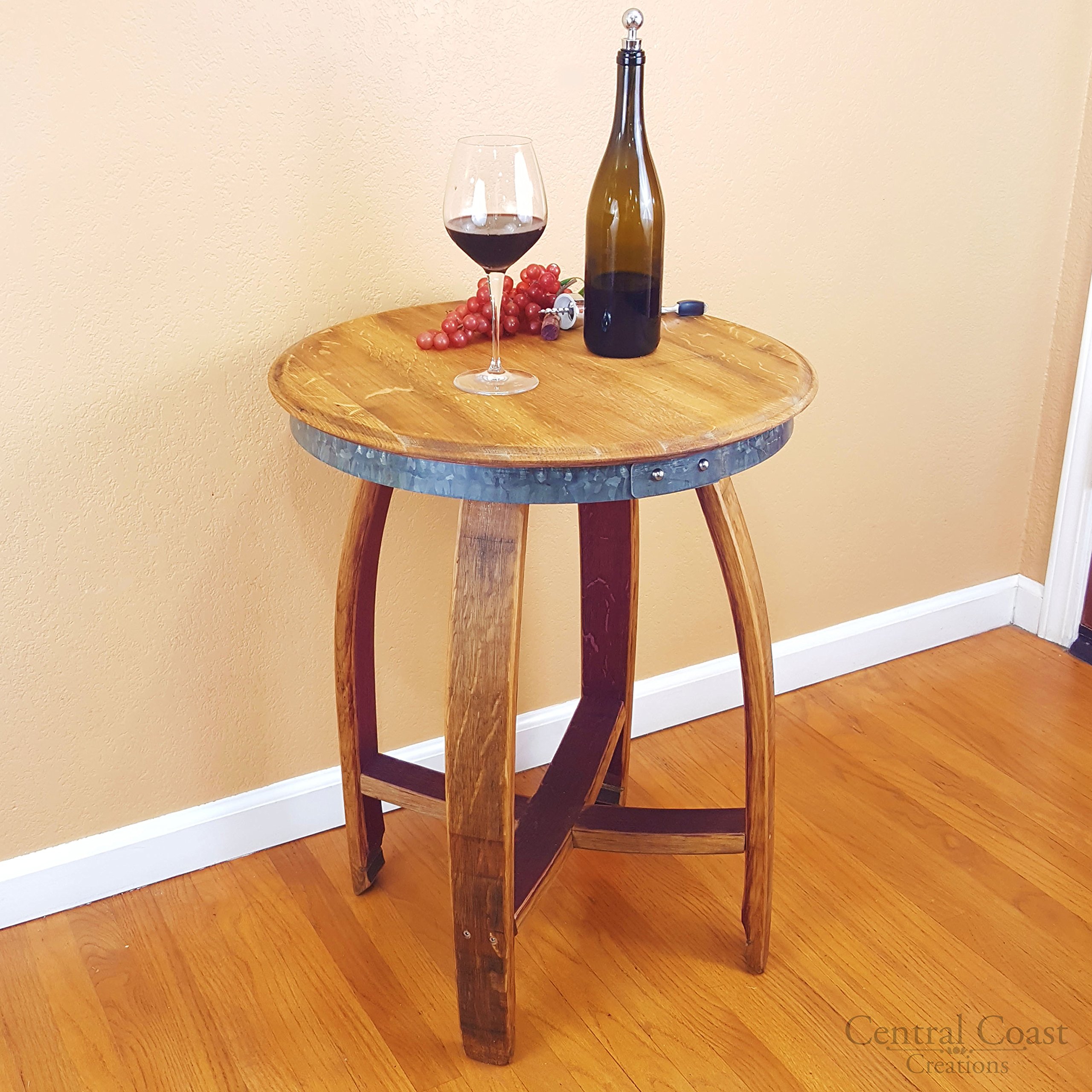 Handcrafted Isabella Side End Table - Rustic Wine Barrel Furniture for Living Room, Bedroom & Bar Decor