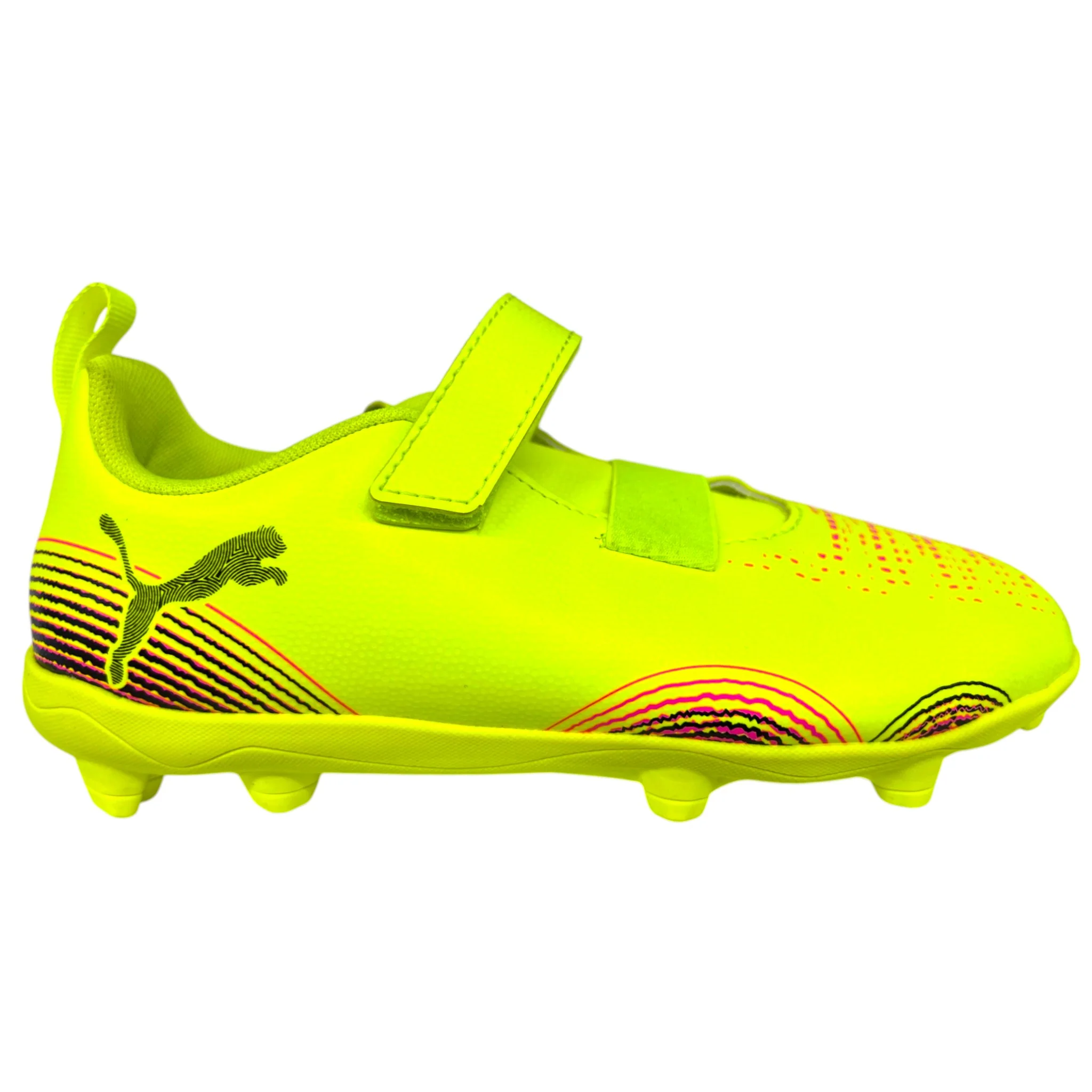 Puma Future 8 Play Velcro FG/AG Junior Football Boots for Kids - Yellow/Black/Sun Struck - Lightweight Soccer Cleats for Artificial Grass & Firm Ground - Perfect for Youth Training & Matches