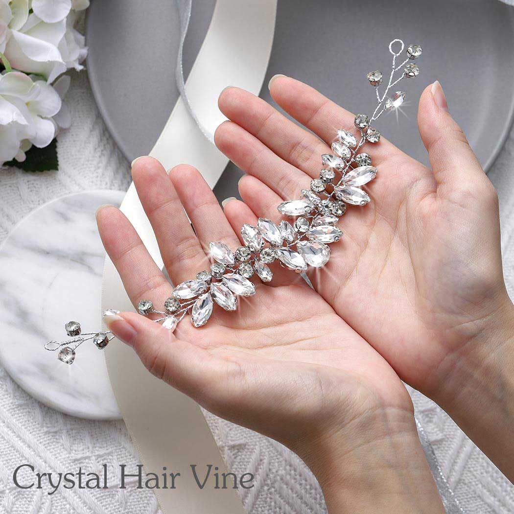 Sparkling Silver Rhinestone Bridal Hair Vine - Crystal Wedding Headpiece for Women & Girls | Elegant Bride Hair Accessories for Weddings, Prom & Special Occasions