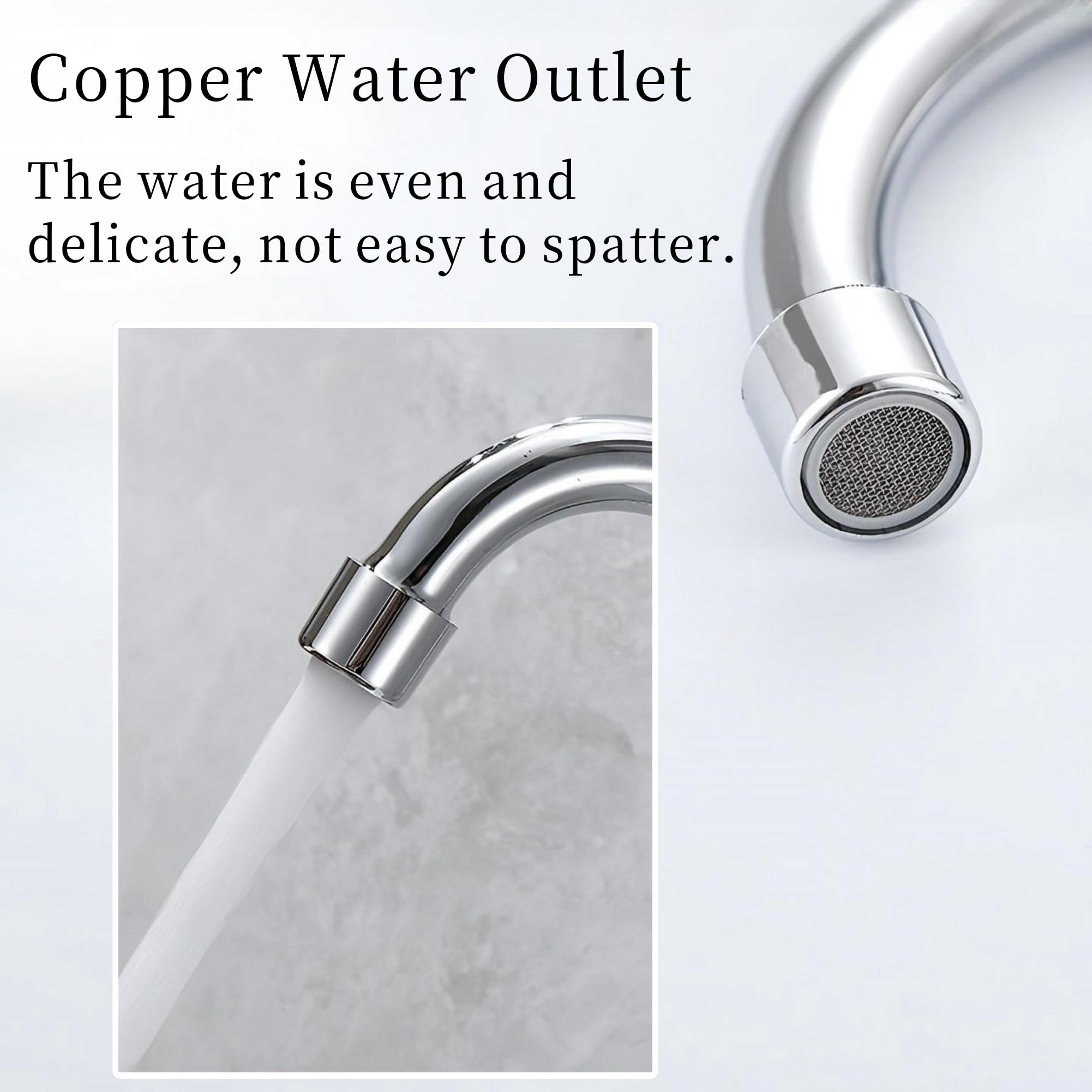AUNMAS Wall-Mounted Kitchen Faucet - 360° Rotatable Single Lever Cold Water Tap with G1/2 Inch Connection, Copper Outlet (Silver) - Perfect for Small Kitchens, RVs, and Outdoor Sinks