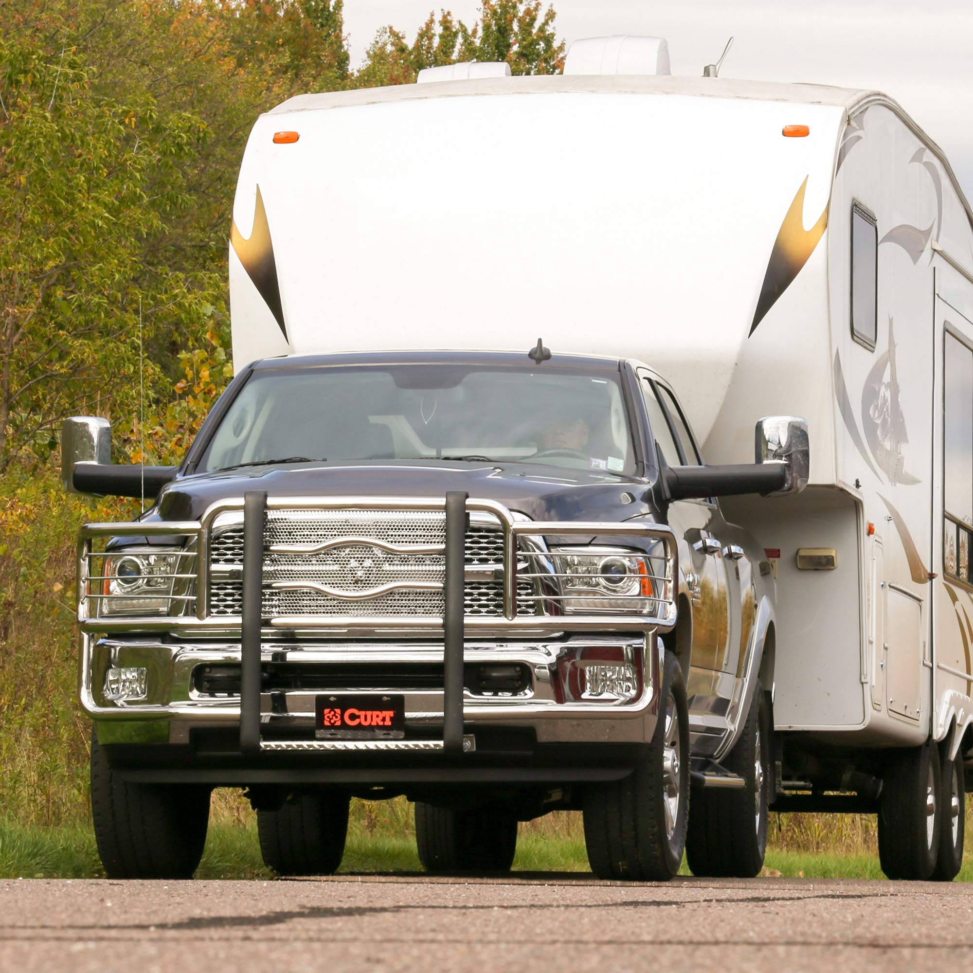 CURT 16100 25,000 lbs 5th Wheel Hitch Rails & Brackets - Gloss Black Powder Coat for Heavy-Duty Towing | Perfect for RVs, Trailers & Commercial Trucks
