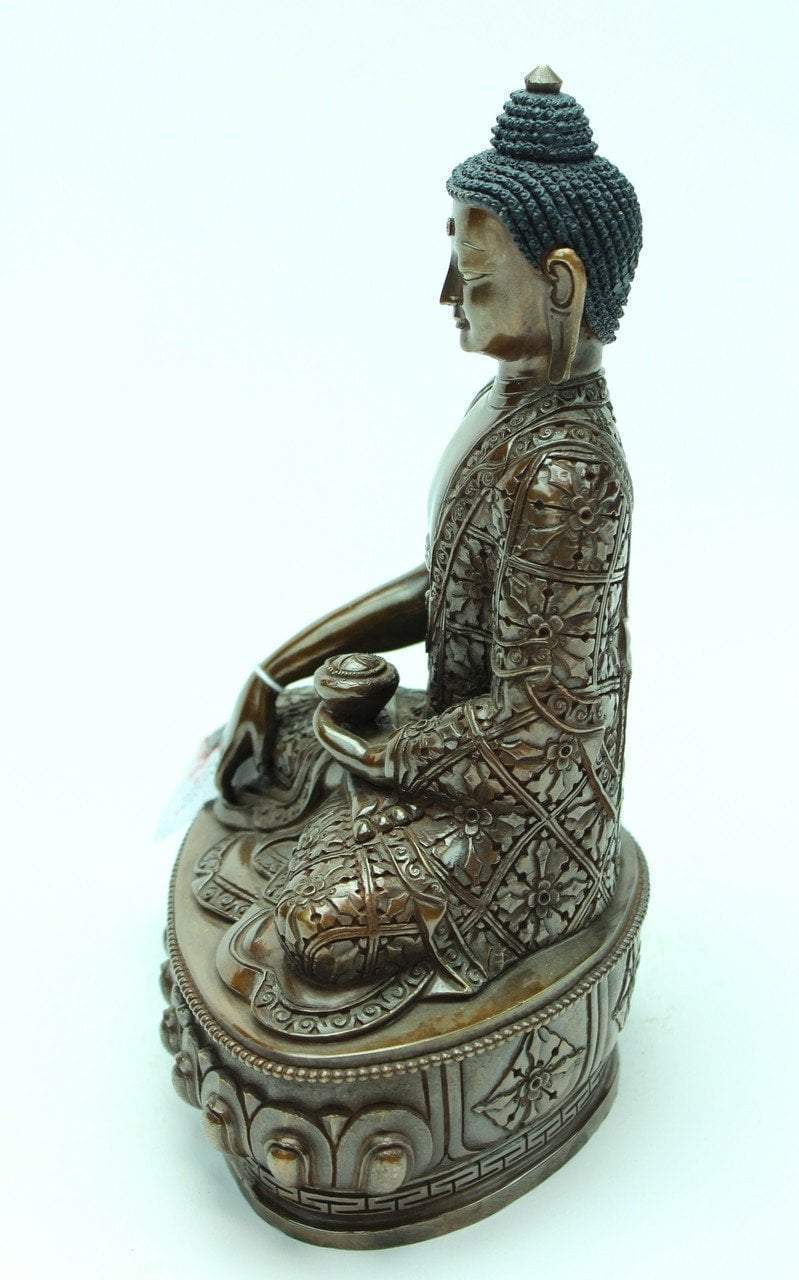 9 Inch Deeply Carved Bronze Shakyamuni Buddha Statue - Handcrafted Buddhist Decor for Meditation Room & Spiritual Altar