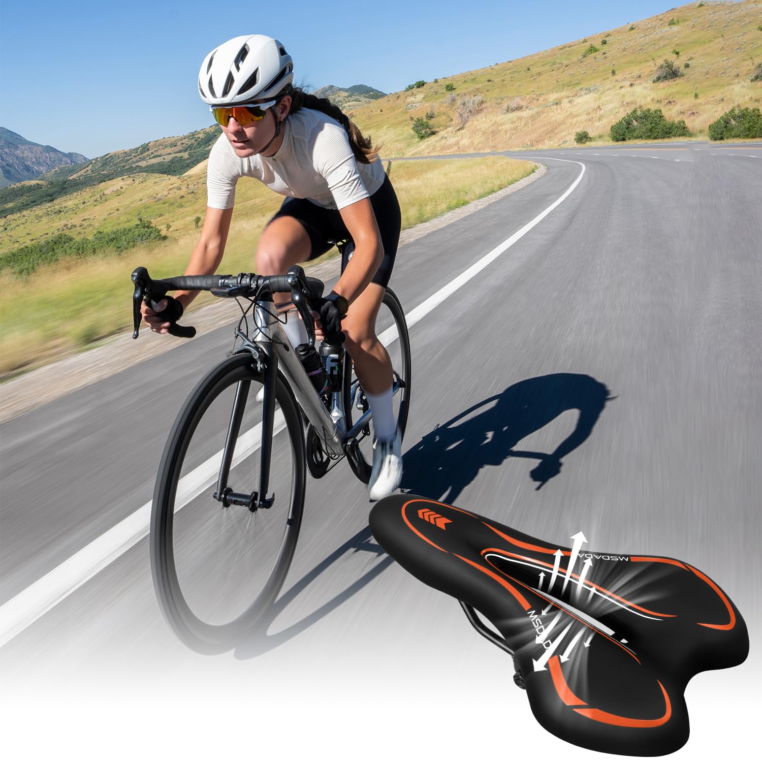 MSDADA Gel Bike Seat - Ultra Comfortable Mountain Bike Saddle with Soft Cushion for Men & Women - Waterproof Bicycle Seat for Road, City & Exercise Bikes - Perfect for Long Rides, Commuting & Indoor Cycling Workouts