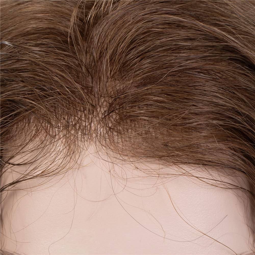 Premium French Lace Toupee for Men - 100% European Human Hair Replacement System with Soft Thin Lace Base - Natural Blonde #6 Hairpiece - Perfect for Daily Wear, Special Occasions & Hair Loss Solutions