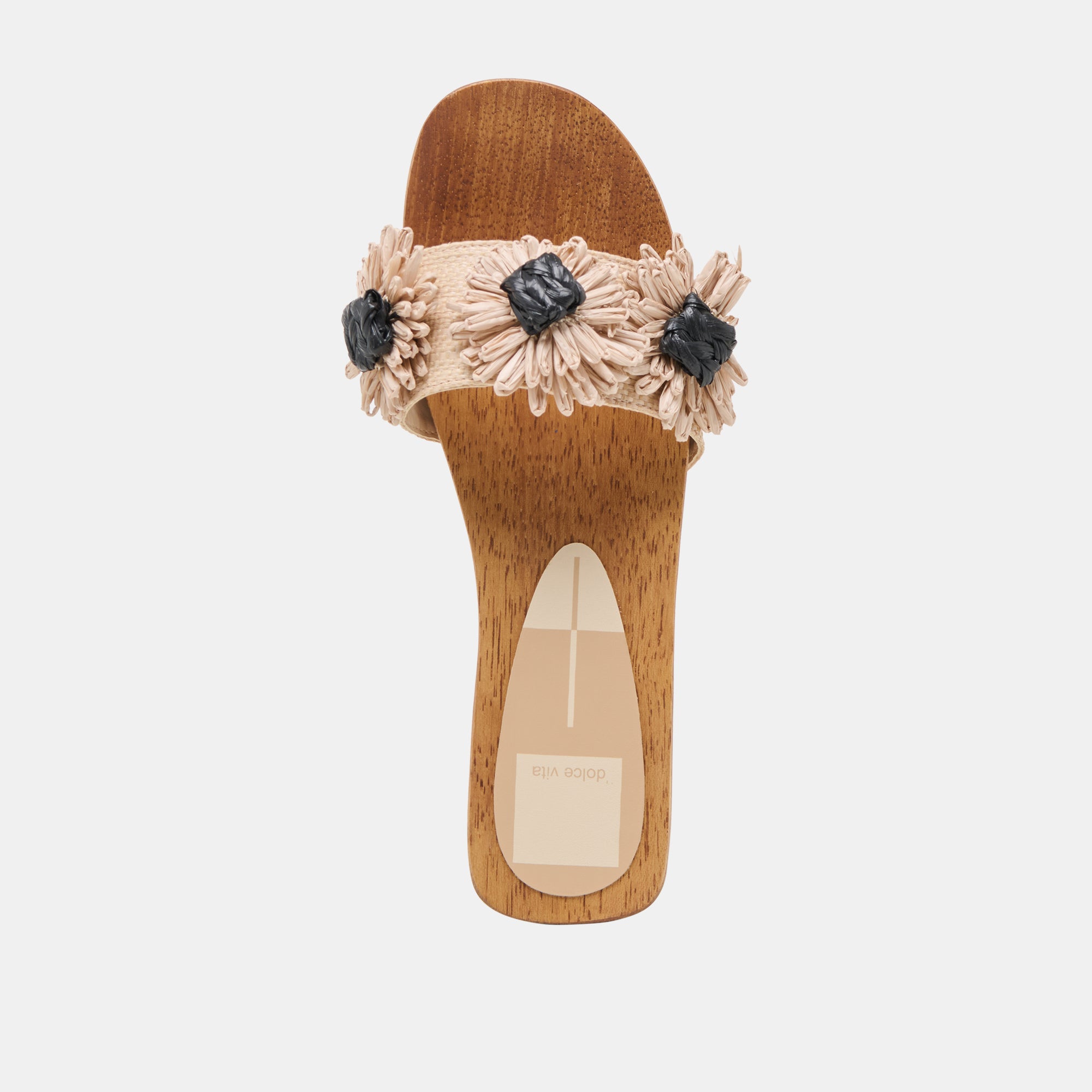 ARIENA Women's Black Natural Floral Raffia Sandals - Comfortable Summer Beach Slides for Outdoor Walking and Casual Wear