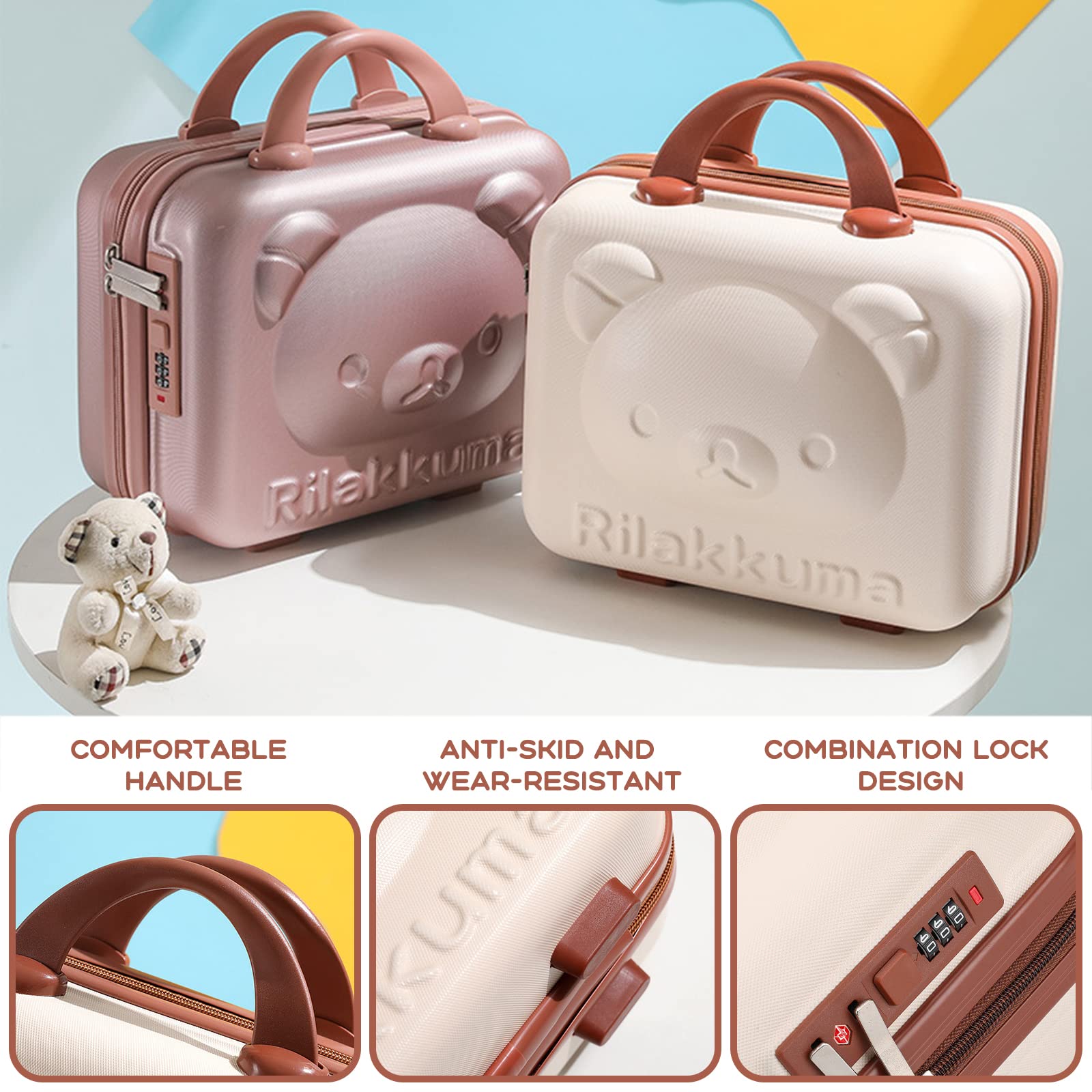 Balakaka 10L Waterproof Hard Shell Vanity Case with Combination Lock - Portable Travel Cosmetic Organizer with Zipper & Handles for Women & Girls | Perfect for Air Travel, Gym, Beach & Makeup Storage