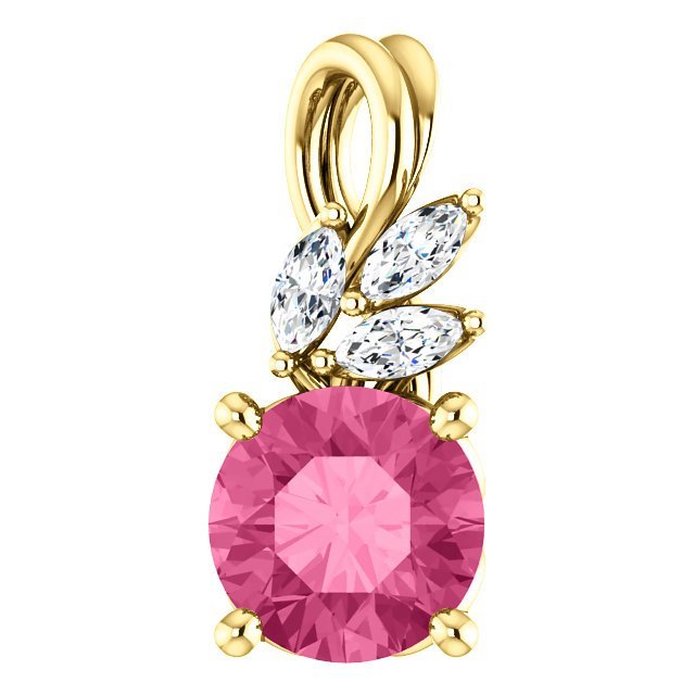 14K Gold 0.95ct Pink Tourmaline & 1/10ctw Diamond Floral Pendant Necklace - Elegant Jewelry Gift for Women, Perfect for Valentine's Day, Anniversary & Special Occasions