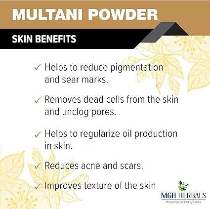 Multani Mitti Powder (Fuller’s Earth Clay) 100g - Natural Calcium Bentonite Clay for Face Mask & Hair Treatment - DIY Skincare & Hair Care for Acne, Oil Control & Scalp Detox