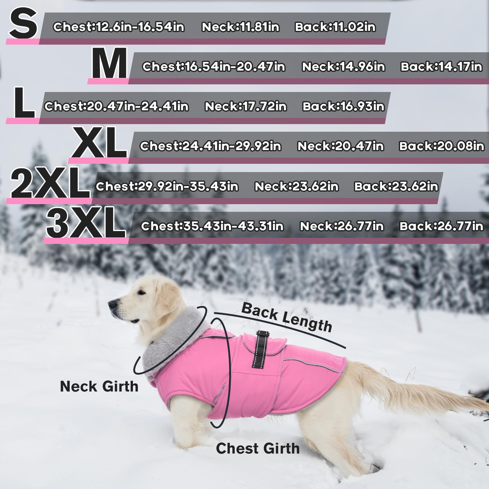 Lelepet Reflective Waterproof Dog Jacket - Windproof Fleece-Lined Winter Coat with Adjustable Buckle for Large Dogs (XL) - Perfect for Snowy Walks & Cold Weather Protection