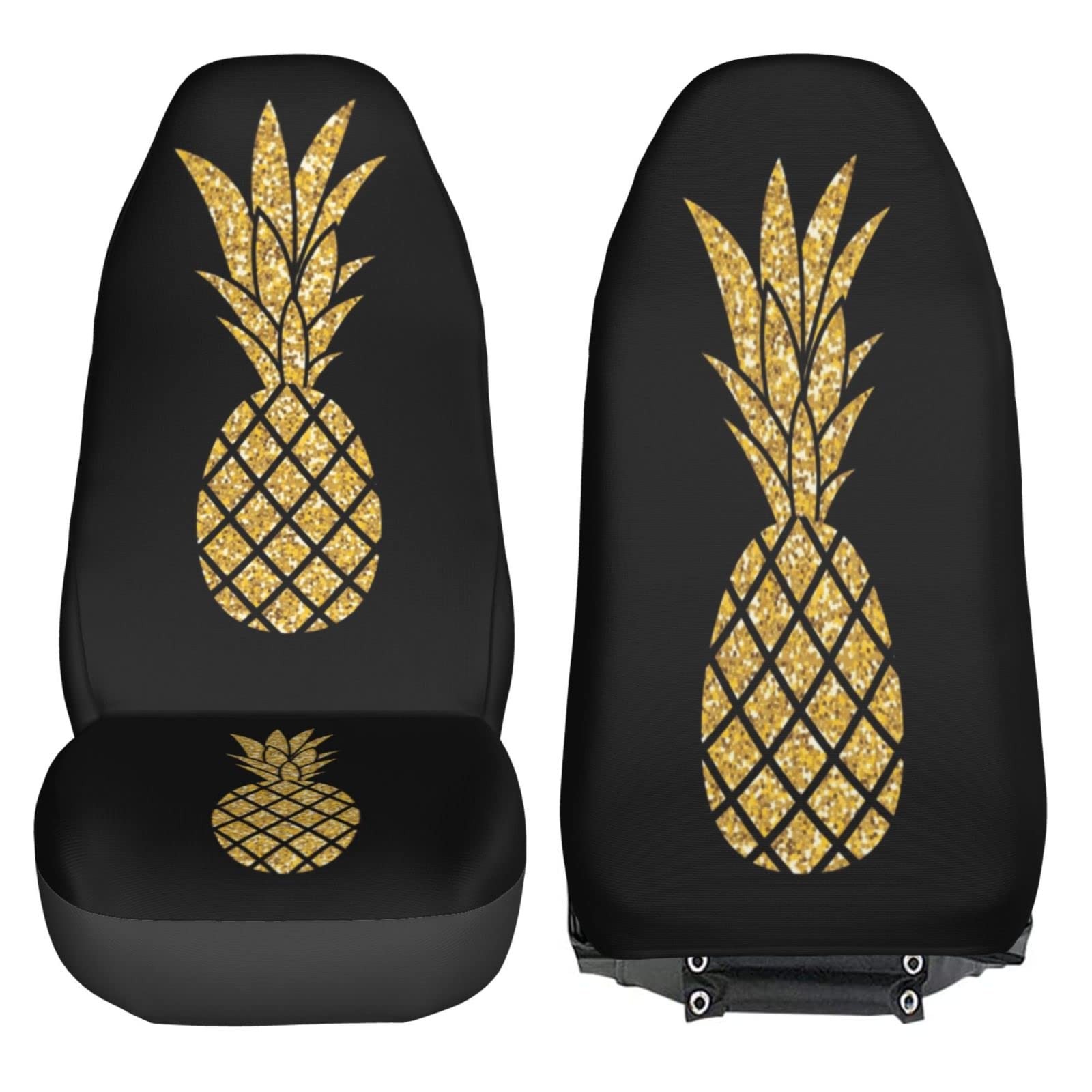 Delerain 2-Piece Pineapple Car Seat Covers - Universal Fit for Most Cars, SUVs, Sedans & Trucks | Waterproof & Anti-Slip Vehicle Interior Protector for Comfort & Style