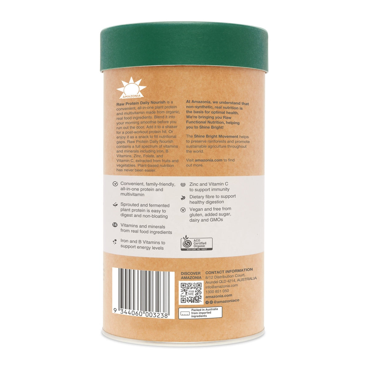 Amazonia Raw Protein Powder - Chocolate Flavor, 500g | Plant-Based Protein for Muscle Recovery & Energy Boost | Perfect for Smoothies, Baking & Post-Workout Nutrition
