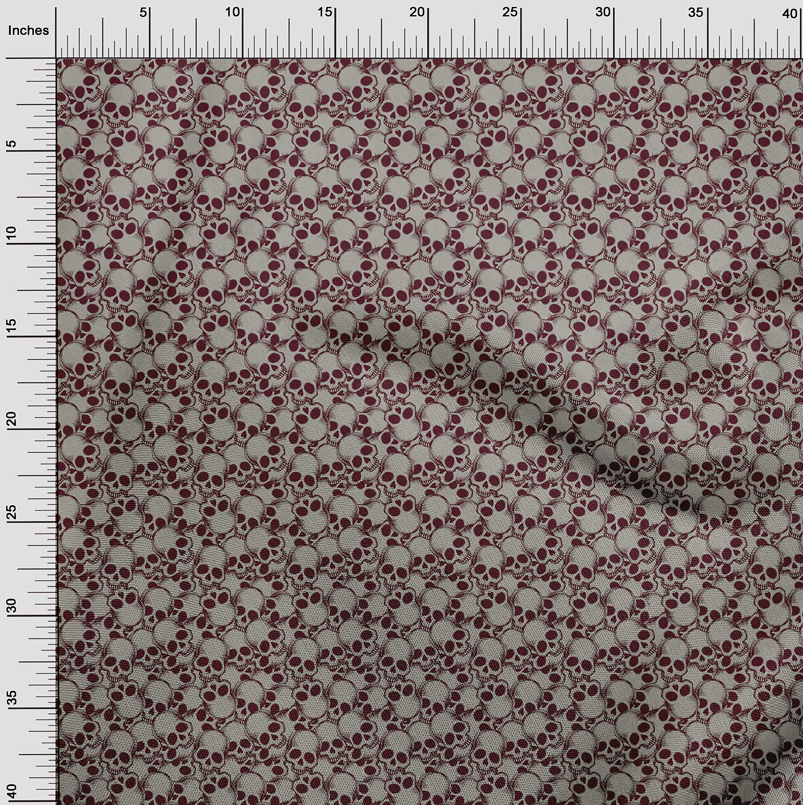 oneOone Velvet Muesli Fabric Skull Print Fabric by The Yard - 58 Inch Wide DIY Sewing Material for Gothic Clothing, Costumes, Home Decor & Craft Projects