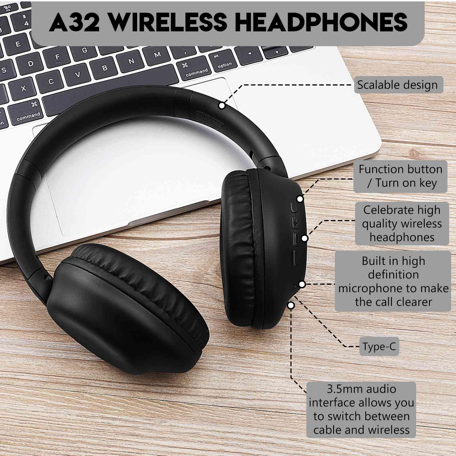 UrbanX Perfect Comfort 955 II Wireless Bluetooth Headphones with Noise Isolation for Alcatel Fierce XL (Windows) – Black, Ideal for Workouts, Commuting, and Home Entertainment
