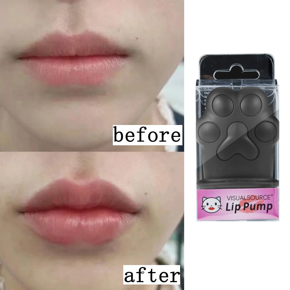 Natural Lip Plumper Tool - Cute Silicone Cat Paw Lip Enhancer for Fuller, Sexy Lips | Quick & Safe Lip Plumping Device | Perfect for Makeup, Beauty Routine & Self Care (Black)