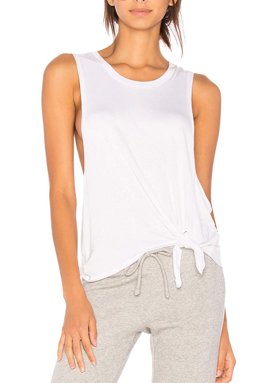 Bestisun Women's Sexy Workout Tank Tops - Yoga Clothes with Tie Knot Design, Athletic Gym Shirts & Crop Tops for Yoga, Running, Gym & Casual Wear
