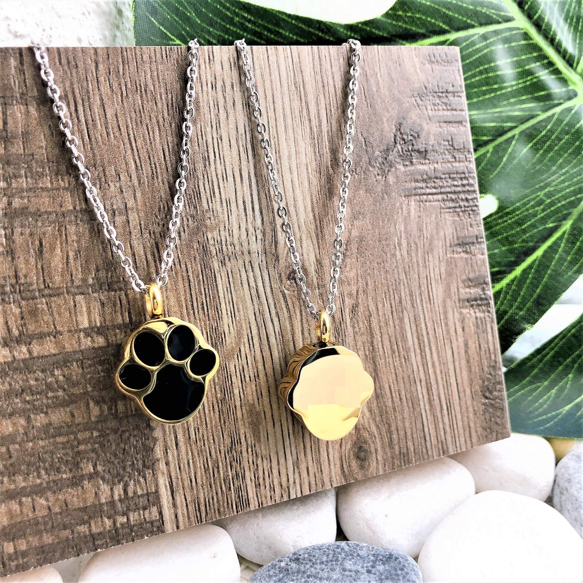 IN SELECT Gold Paw Locket Memorial Cremation Urn Necklace for Pet Ashes - Stainless Steel Keepsake Pendant with Silver Chain for Dogs & Cats - Perfect Pet Loss Memorial Jewelry for Grieving Pet Owners