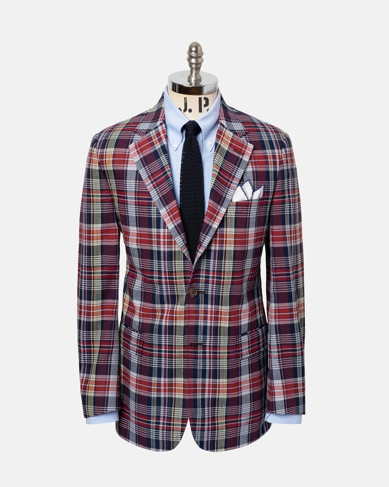 Classic Fit Madras Plaid Sport Coat for Men - Lightweight Blazer for Business Casual & Outdoor Events
