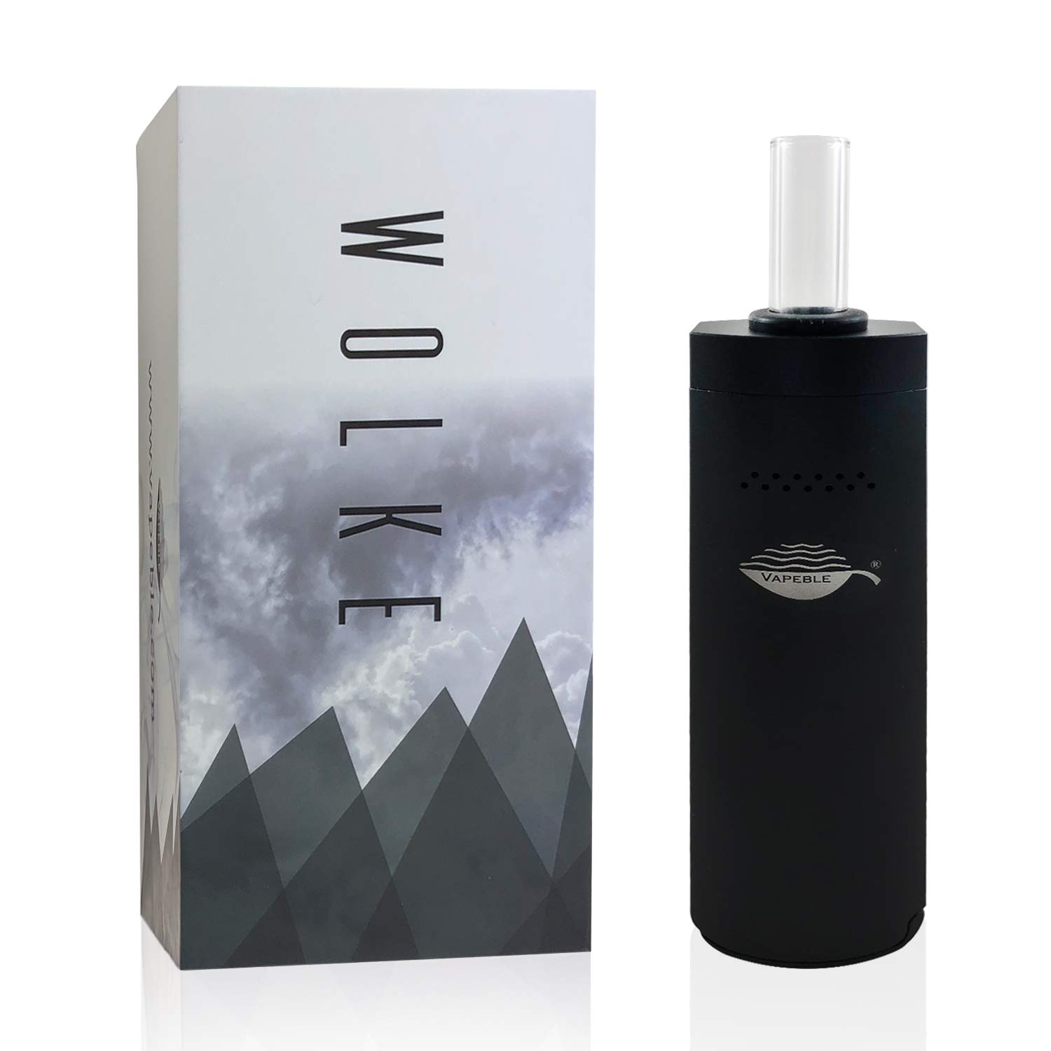 Premium Vaporizer for Herbs, Resins & Oils - Wolke Vapeble with Glass Mouthpiece, Metal Body, Replaceable 3200mAh Battery, OLED Display & Adjustable Temp Control - Perfect for Home Use, Travel & Relaxation