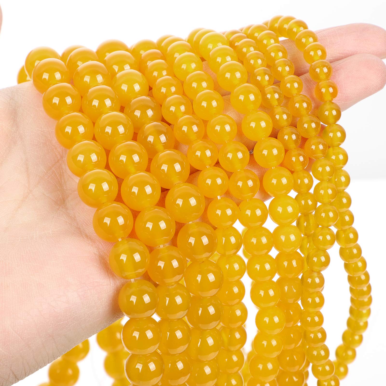 38pcs 10mm Yellow Agate Natural Stone Beads - Unpolished Smooth Round Loose Gemstone Strand for DIY Jewelry Making, Healing Energy Stones | Great for Necklaces, Bracelets, Meditation & Spiritual Crafts
