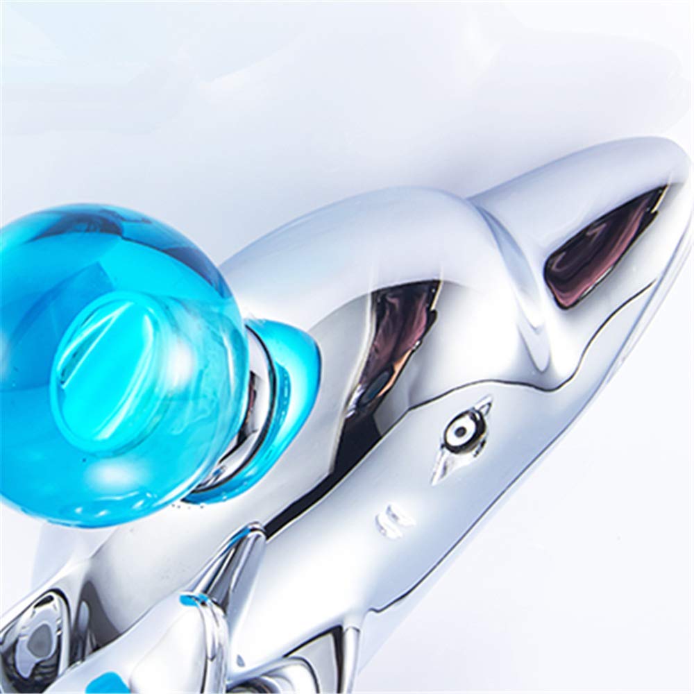 Dolphin Shaped Solid Brass Bathroom Sink Faucet with Crystal Handle - Chrome Finish for Bathroom Vanity, Powder Room, or Guest Bath Decor