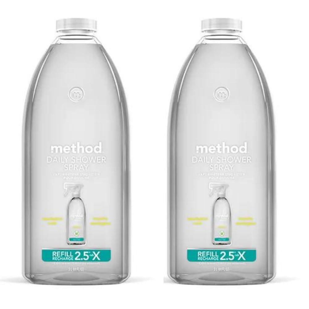Method Daily Shower Spray Cleaner Refill - Eucalyptus Mint Scent, 68 Ounce (2-Pack) | Bathroom Cleaning Supplies for Showers, Tiles & Glass | Eco-Friendly & Quick-Drying Formula