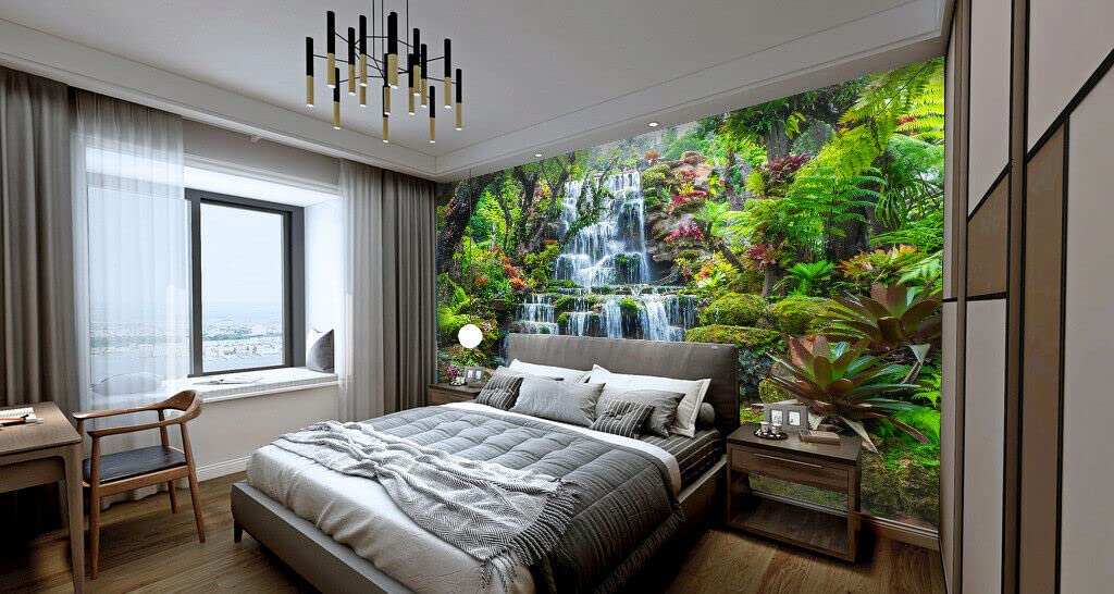 3D Mountain Spring Waterfall Self-Adhesive Wall Mural - Natural Landscape Removable Wallpaper Sticker - Large 118x78.7 Inch Home Decor for Living Room, Bedroom & Office