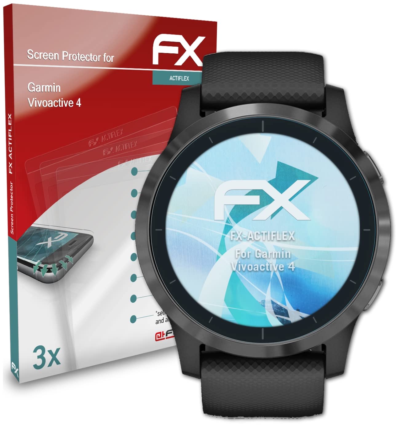 Garmin Vivoactive 4 Screen Protector - 3 Pack Ultra Clear Flexible FX Film | Anti-Scratch & Bubble-Free | Perfect for Running, Swimming & Outdoor Activities