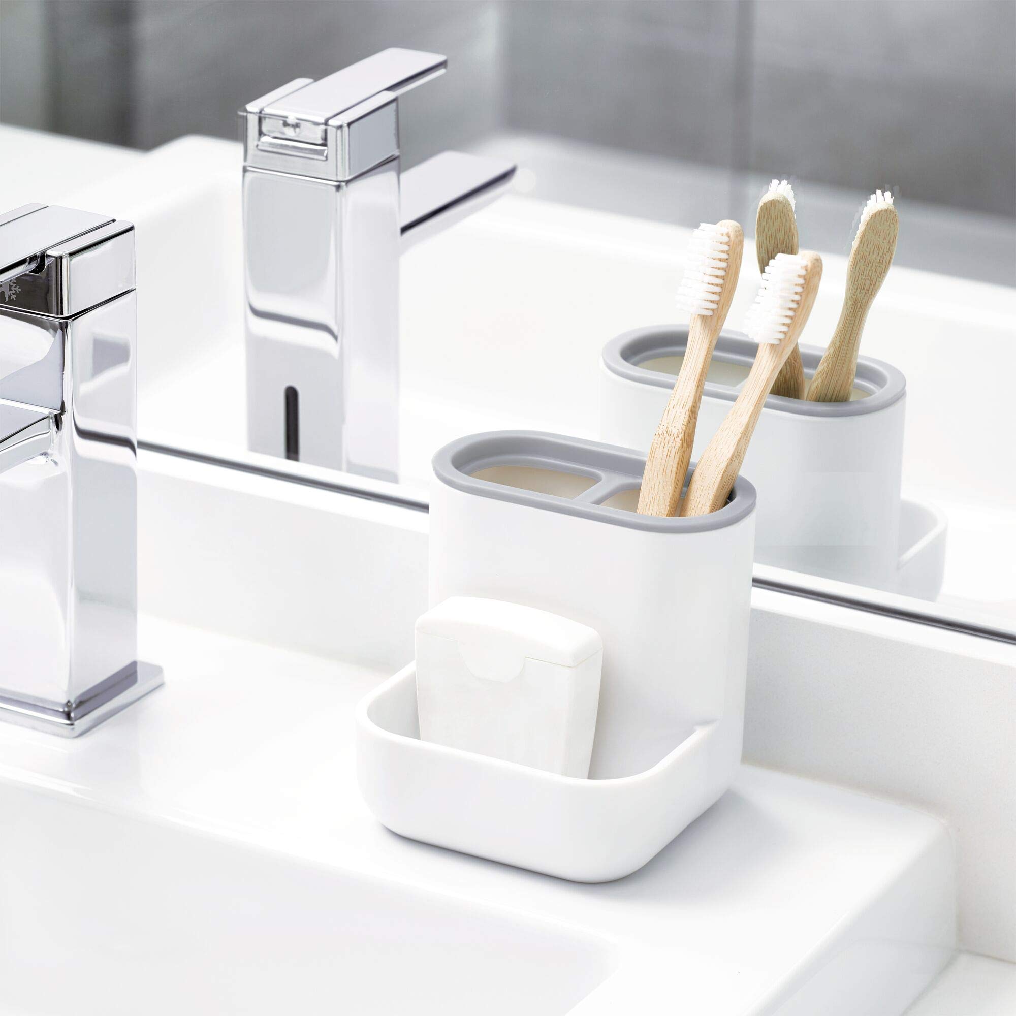 iDesign Cade Bathroom Countertop - White & Gray for Vanities & Desks
