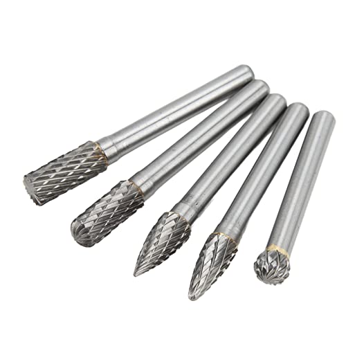 Double Cut Die Grinder Bits Set - 5Pcs High Strength Cutting Burrs for Metal Polishing, Grinding, Engraving, Drilling & Welding | Long Service Life | Ideal for Automotive Repair, Metal Fabrication & DIY Projects