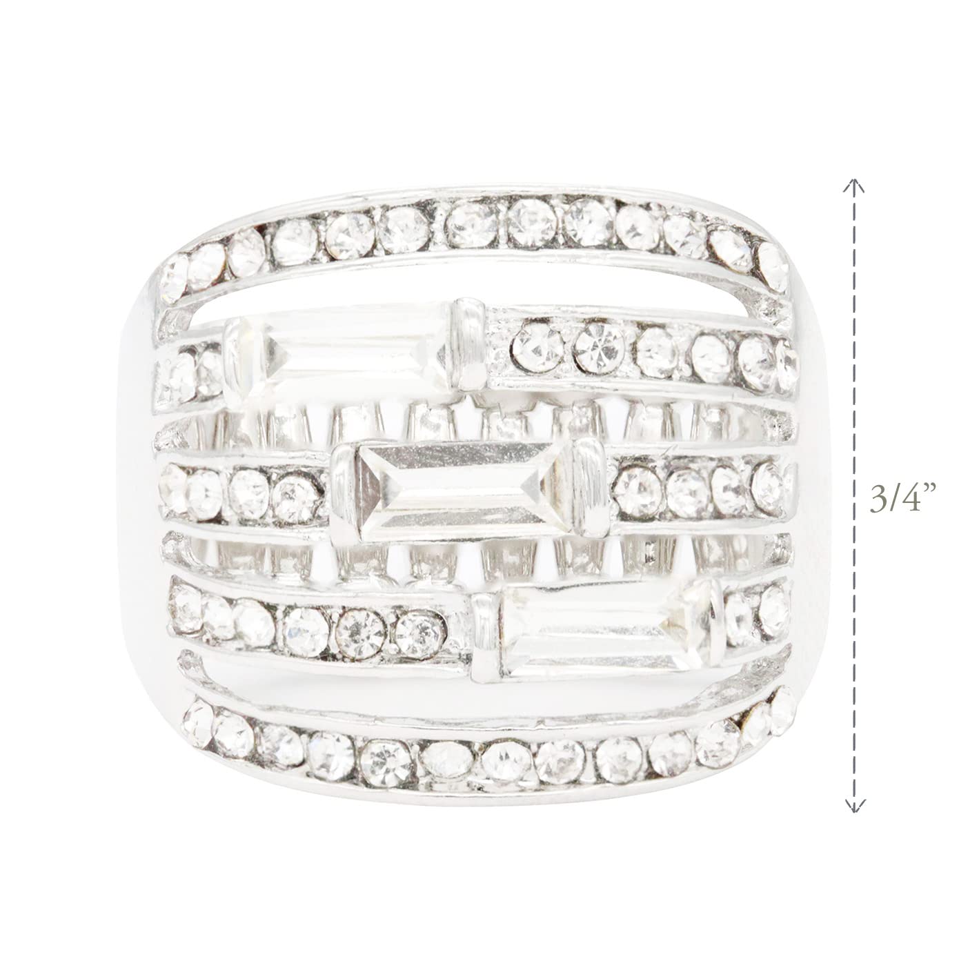 Lavencious 5 Rows Crystal Stretch Ring for Women - Adjustable Statement Jewelry for Parties, Weddings & Special Occasions