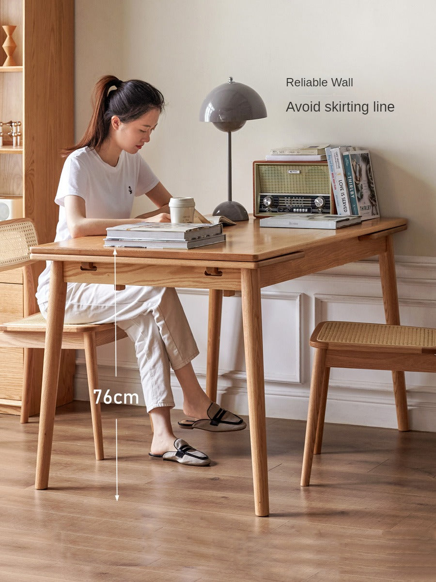 Solid Oak Wood Extendable Dining Table - Expandable Large Tabletop for Family Gatherings & Dinner Parties | Perfect for Small Spaces & Entertaining Guests