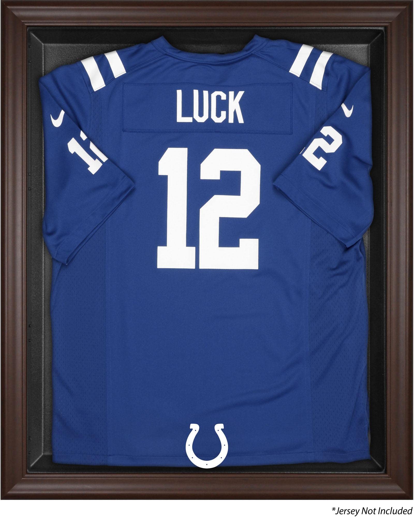 Indianapolis Colts Brown Framed Jersey Display Case - Premium Football Memorabilia Shadow Box for Jersey Collection & Man Cave Decor - Perfect for Sports Fans & Home Office Display