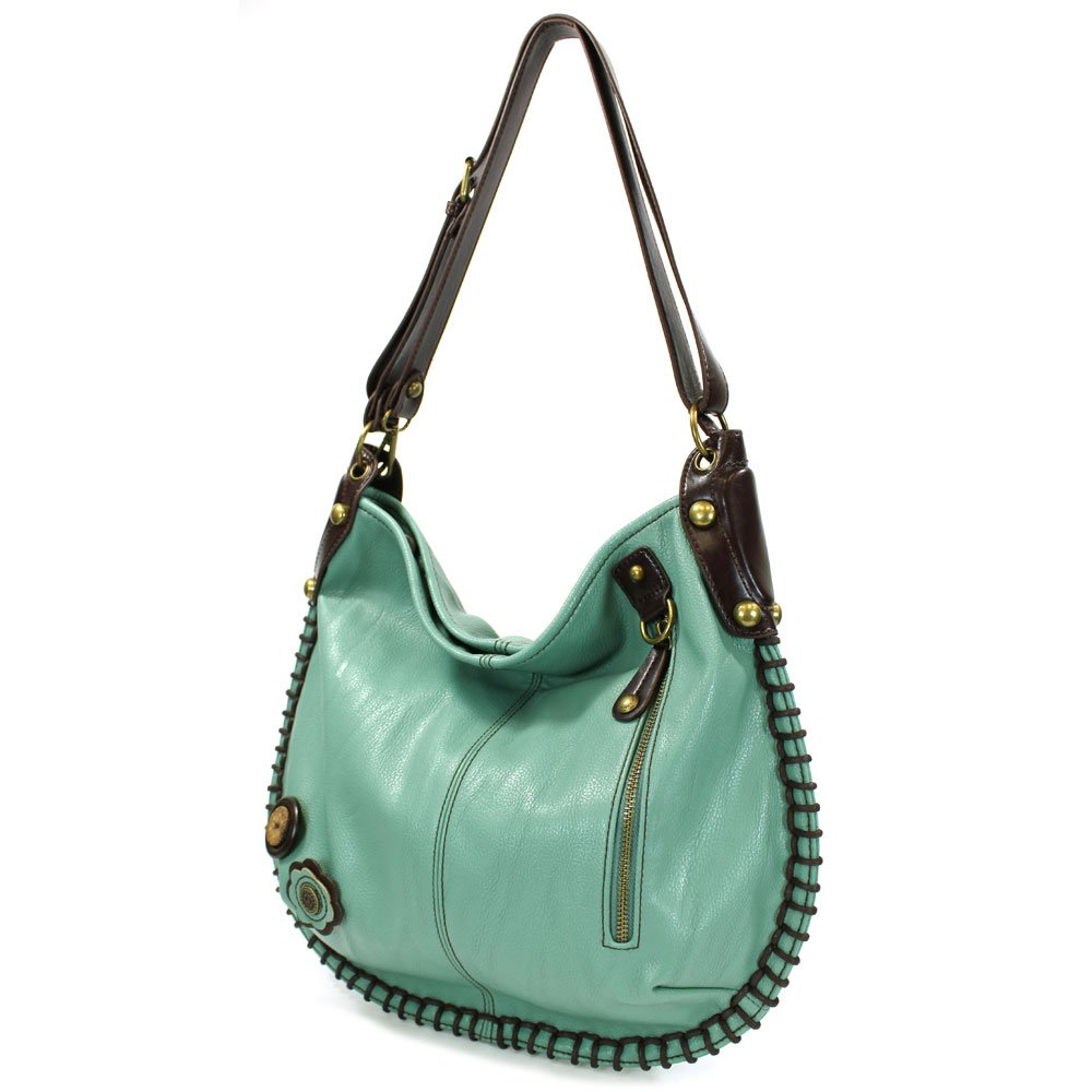 Chala Women's Large Soft Casual Shoulder Bag Crossbody Purse with Key Fob - Teal Green Handbag for Work, Travel & Everyday Use