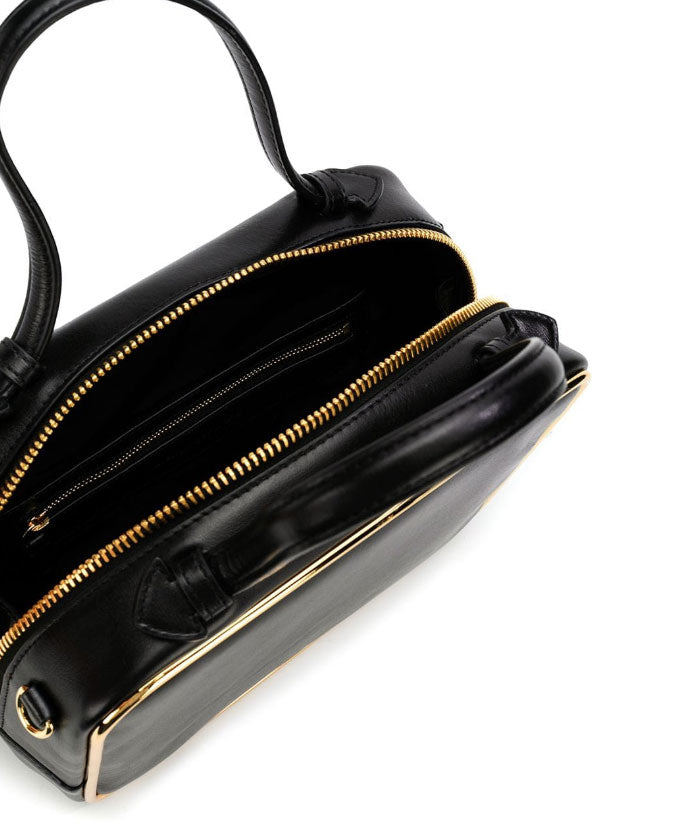 Stylish Halo Crossbody Satchel for Women - Fashionable Black & Gold Leather Shoulder Bag - Perfect for Work, Travel & Everyday Use