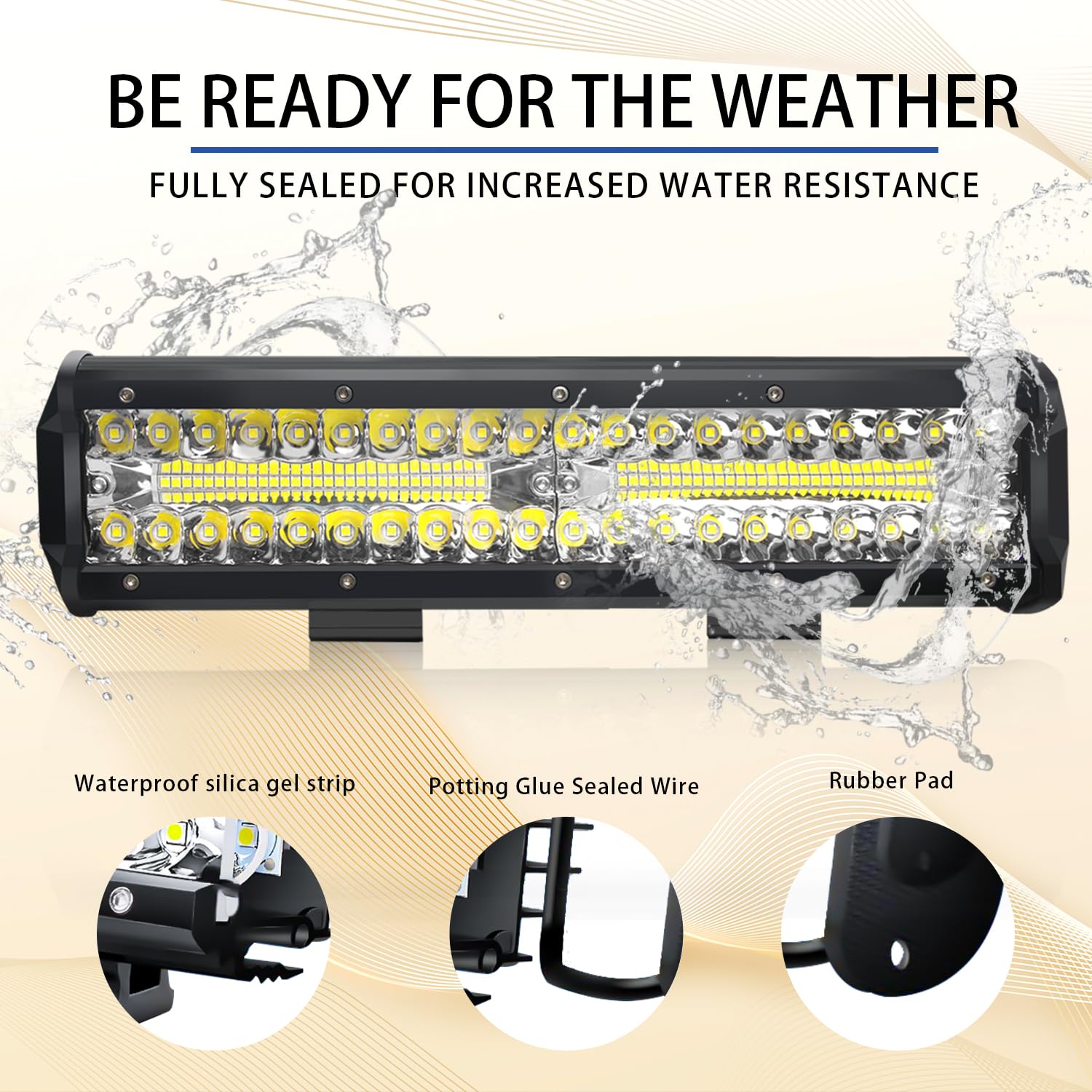 AveneMark 12 Inch 300W Triple Row LED Light Bar - Flood Spot Combo Off Road Lights with 16AWG Wiring Harness Kit - Waterproof LED Light Bar for Trucks, ATV, UTV, SUV - Perfect for Off-Roading, Camping & Night Driving