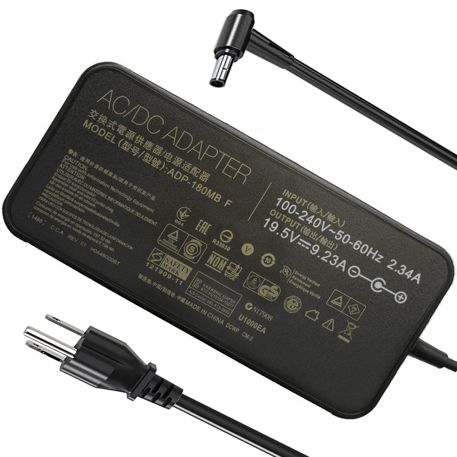 Original Title: New Slim 19.5V 9.23A 180W Laptop Charger for Asus ROG G750JM G751JM G750JS G75 G75VW G75VX GL502VT G750JW G750JM G750JX G751JL G751JM G752VL ADP-180MB F G-Series Gaming Laptop  Optimized Title: ASUS ROG G-Series 180W Laptop Charger - 19.5V 9.23A Slim Power Adapter for G750JM/G751JM/G750JS/G75VW/G75VX/GL502VT/G750JW/G750JX/G751JL/G752VL & More - Perfect for Gaming & High-Performance Laptops