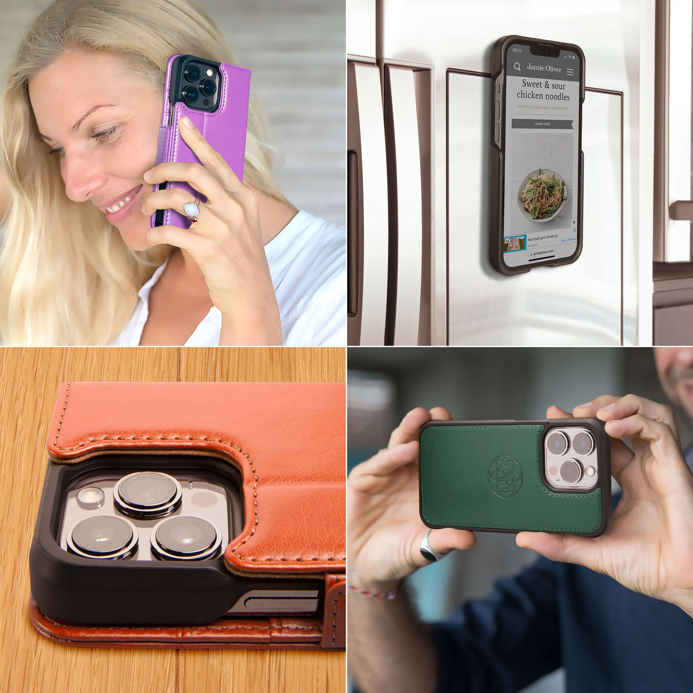 Premium Vegan Leather iPhone 13 Pro Max Wallet Case with Detachable Design - 2-in-1 Magnetic Cover with Built-in Kickstand, RFID Blocking Card Holder & MagSafe Compatibility (Grey) | Perfect for Business Travel, Daily Commute & Hands-Free Video Watching