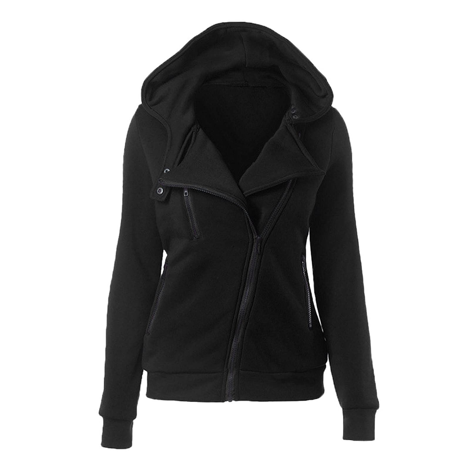 LADIGASU Women's Zip Up Hoodie Jacket - Casual Long Sleeve Solid Color Hooded Sweatshirt Coat for Everyday Wear, Gym, and Outdoor Activities