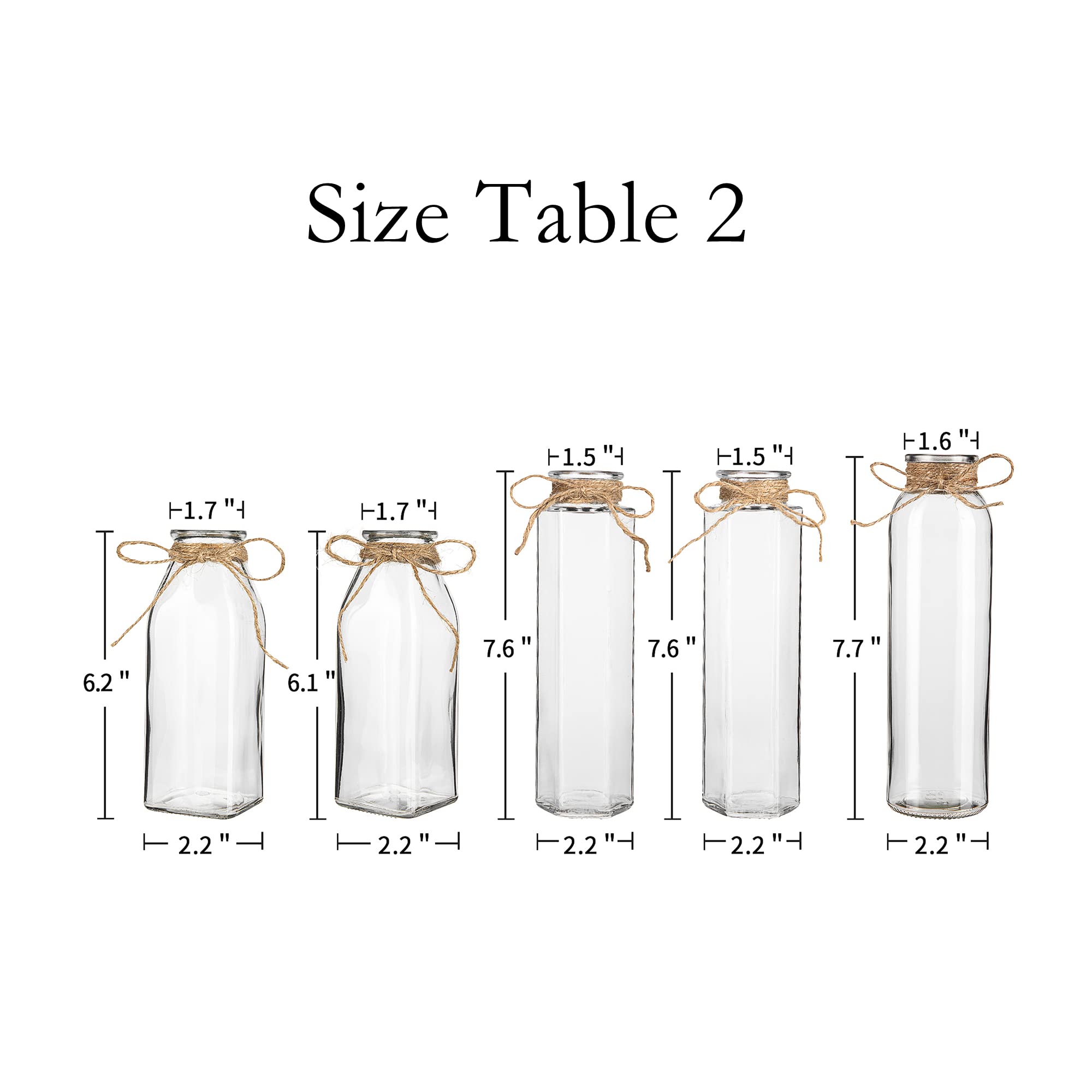 10 Pack Small Clear Glass Vases with Rope Design - Unique Shapes Flower Vases for Home Decor, Wedding Centerpieces, Holiday Table Decorations & DIY Floral Arrangements