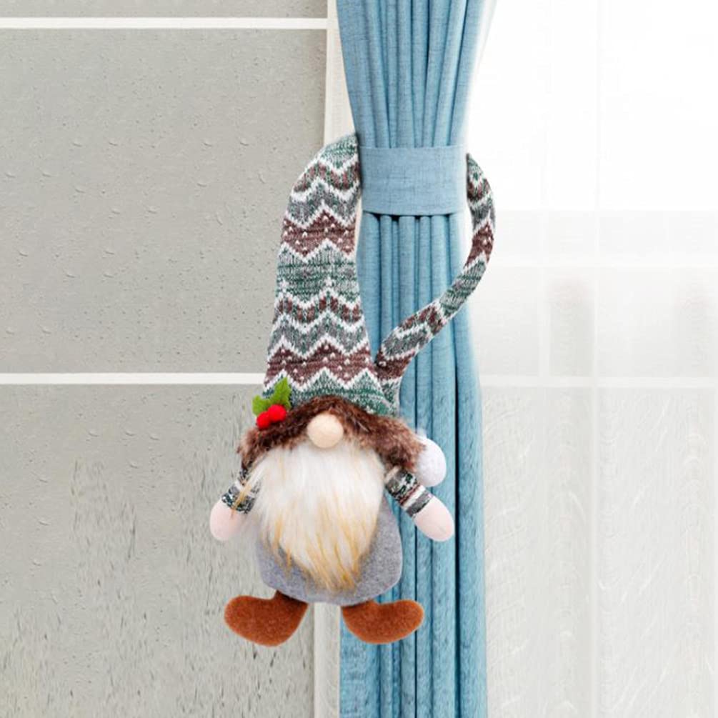 PRETYZOOM 2-Pack Christmas Plush Gnome Doll Curtain Holdbacks - Festive Xmas & Halloween Decor, Shower Curtain Hooks, Nordic Polyester Ornaments for Holiday Home Decor