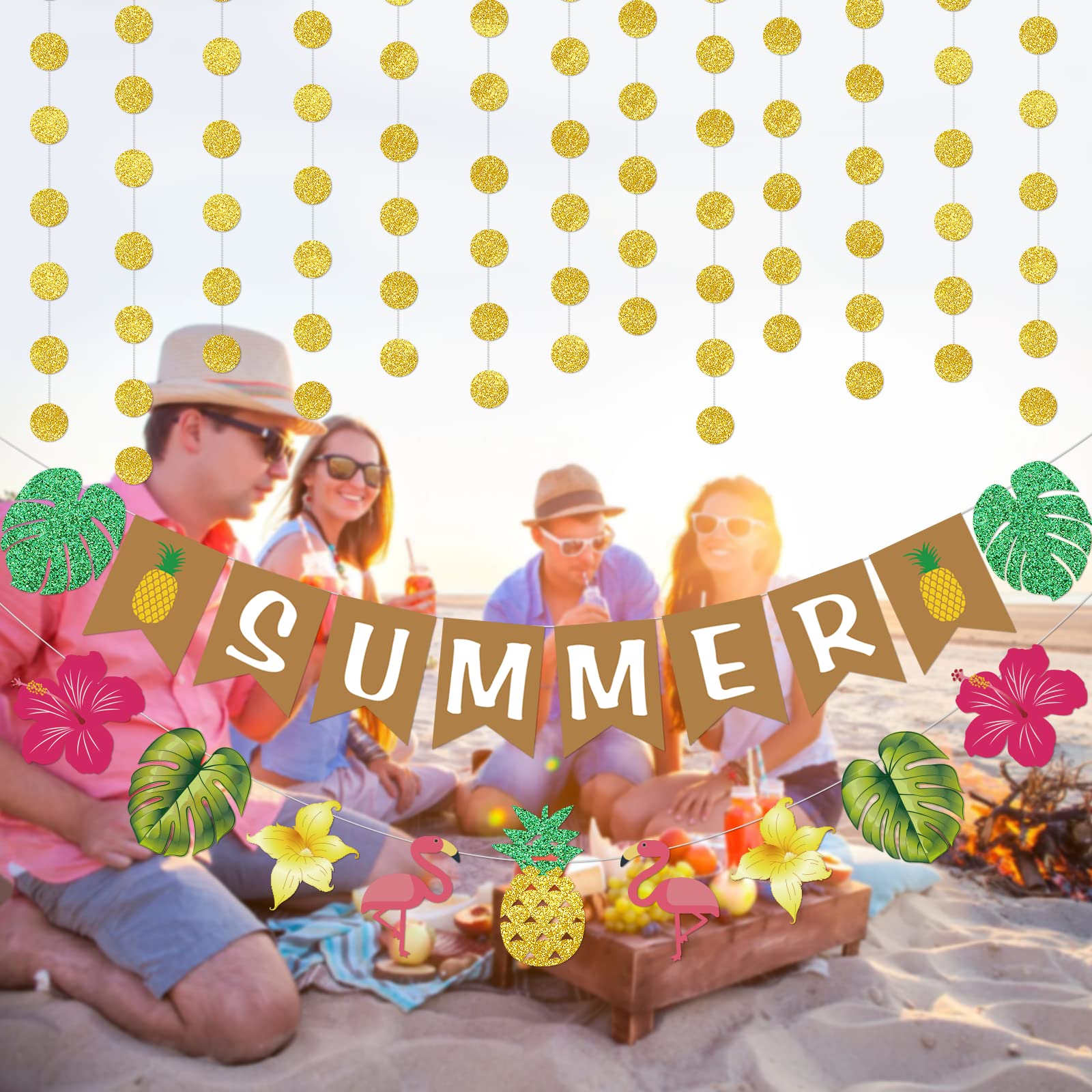 Hello Summer Banner Decorations - End of Summer Solstice Party, School's Out, Pool Party & Camp Theme Decor | Perfect for Summer Celebrations, Classroom Decor & Outdoor Events