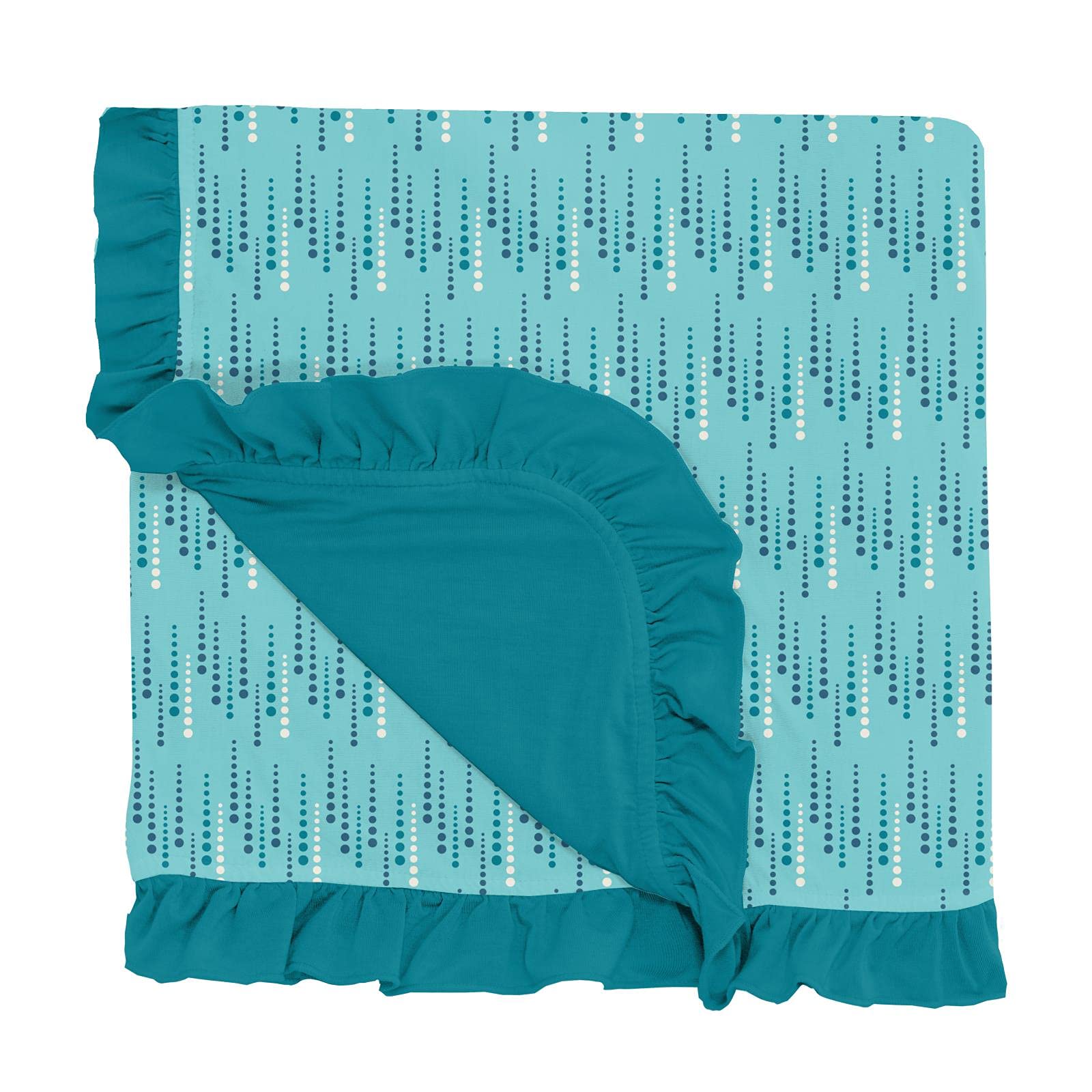 KicKee Pants Baby Stroller Blanket with Ruffles - Ultra Soft Bamboo Viscose Security Blanket for Newborns & Infants (Iceberg Icicles, One Size) - Perfect for Stroller Walks, Nursery Naps & On-the-Go Comfort