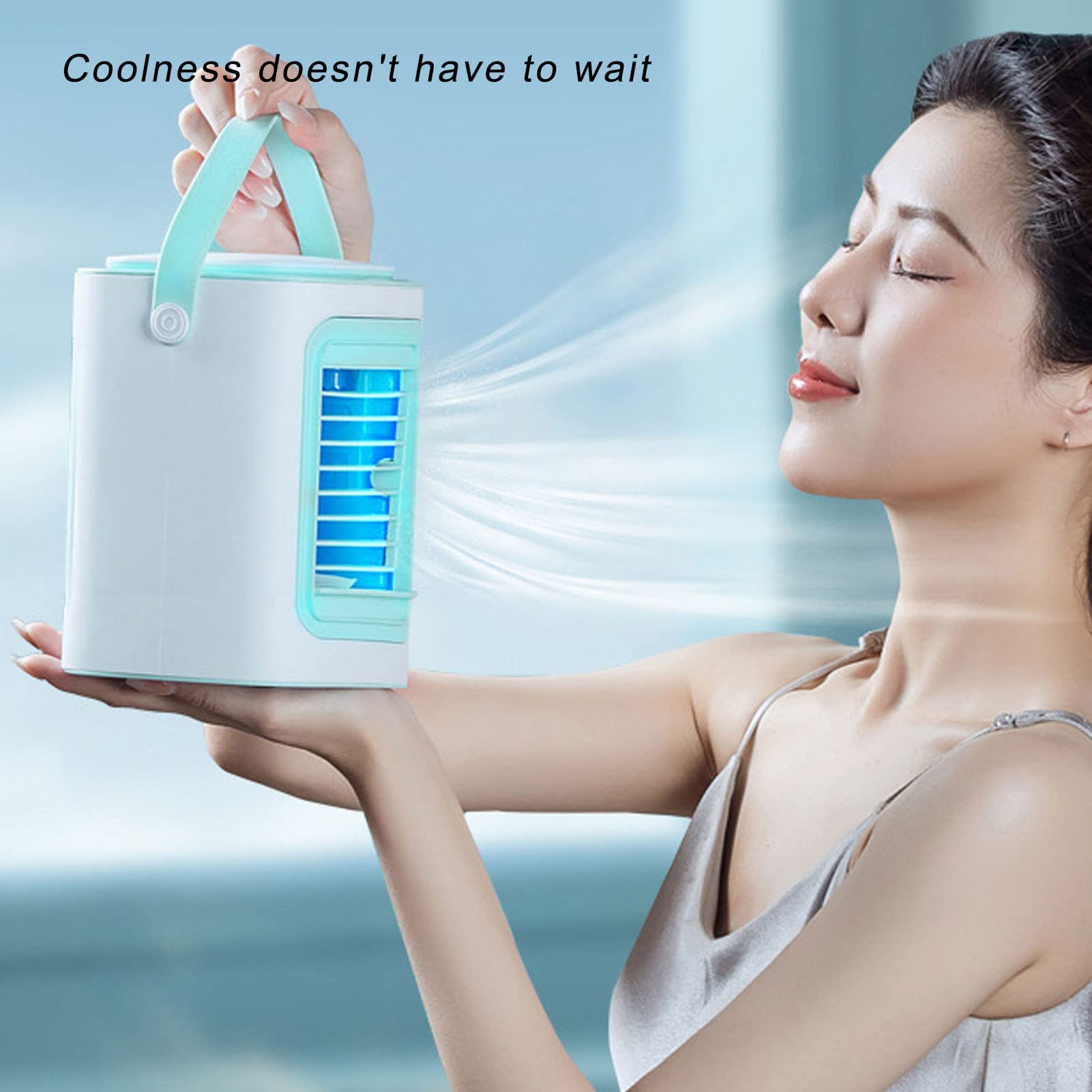 Mini Air Conditioner Portable AC - USB Desktop Air Cooler with 3 Speed Settings for Home, Office & Travel | Personal Cooling Fan for Small Spaces & Workstations
