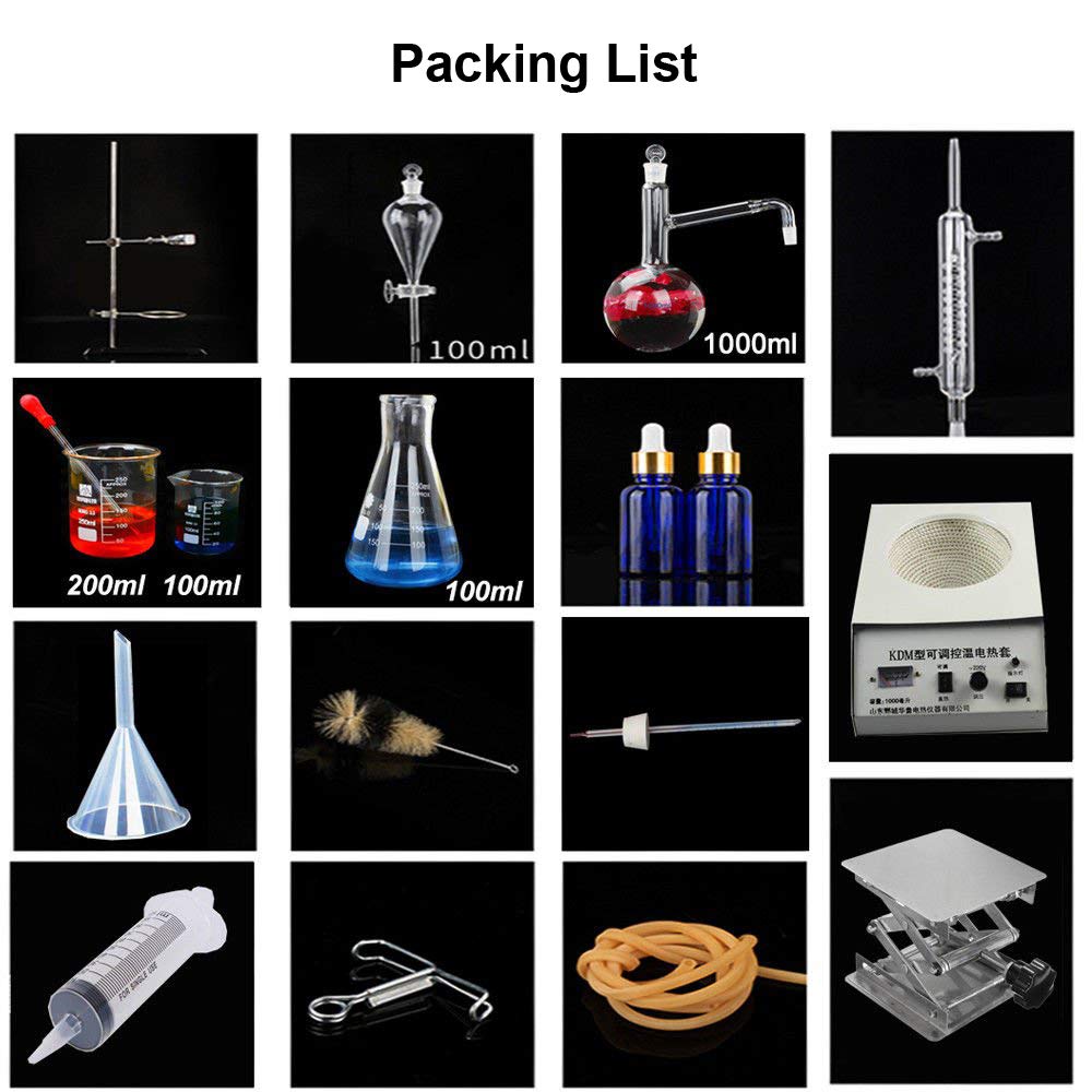 1000ml Essential Oil Steam Distillation Kit - Glassware Water Distiller & Purifier Set for Home Use | Oil Extraction, Chemical Experiments & Aromatherapy | Includes Heater & Lift (Perfect for DIY Essential Oils, Herbal Remedies & Science Labs)