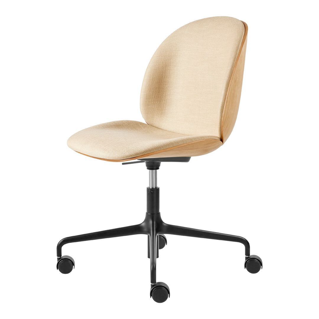 Ergonomic Beetle Meeting Chair with 4-Star Base & Casters - Height Adjustable, Front Upholstered Seat & Veneer Shell - Perfect for Office, Conference Room & Home Workspace