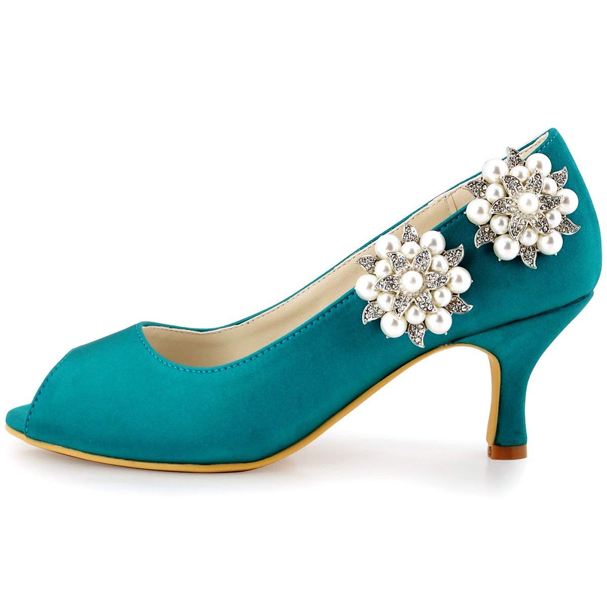 ELEGANTPARK Women's Decorative Pearl Shoe Clips - Square Silver Rhinestone Shoe Accessories for Pumps, Wedding, Party & Special Occasions | Perfect for Bridal Shoes, Evening Events and Formal Attire